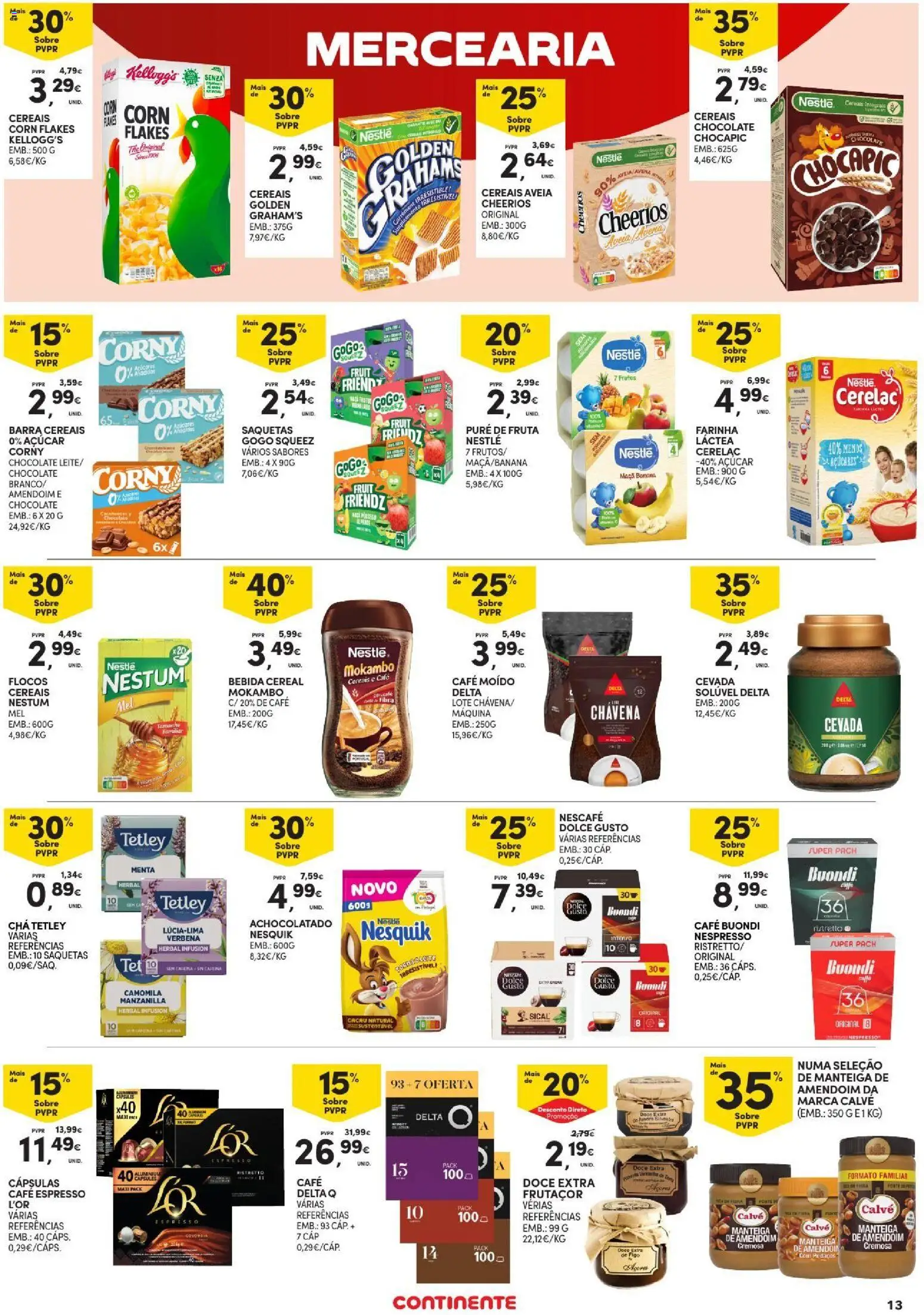 Continente Açores │ válido de 20/08/2026 | Página: 13 | Produtos: Nestlé, Café, Chá, Açúcar
