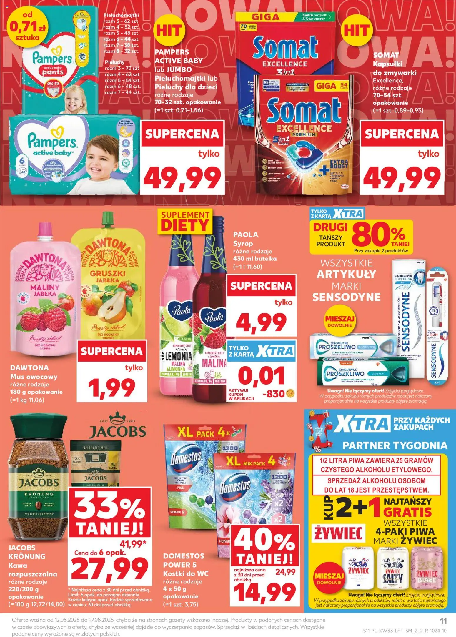 Kaufland gazetka od 12.08.2026 | Strona: 11 | Produkty: Gruszki, Kawa rozpuszczalna, Pieluchomajtki, Kapsułki do zmywarki