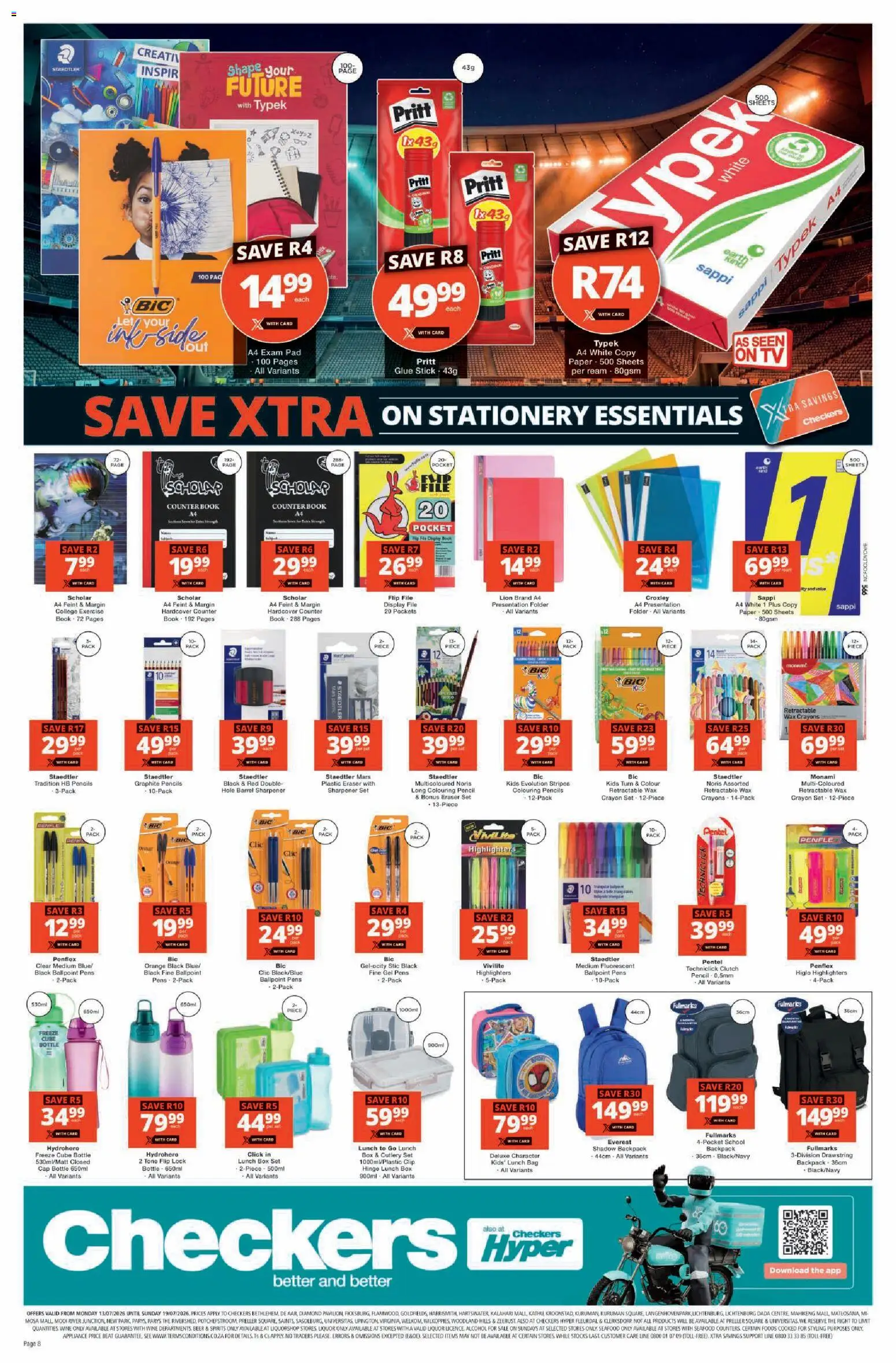 New Checkers catalogue – valid from 13/07/2026 | Page: 8 | Products: Backpack, Cap, Lock, Seafood