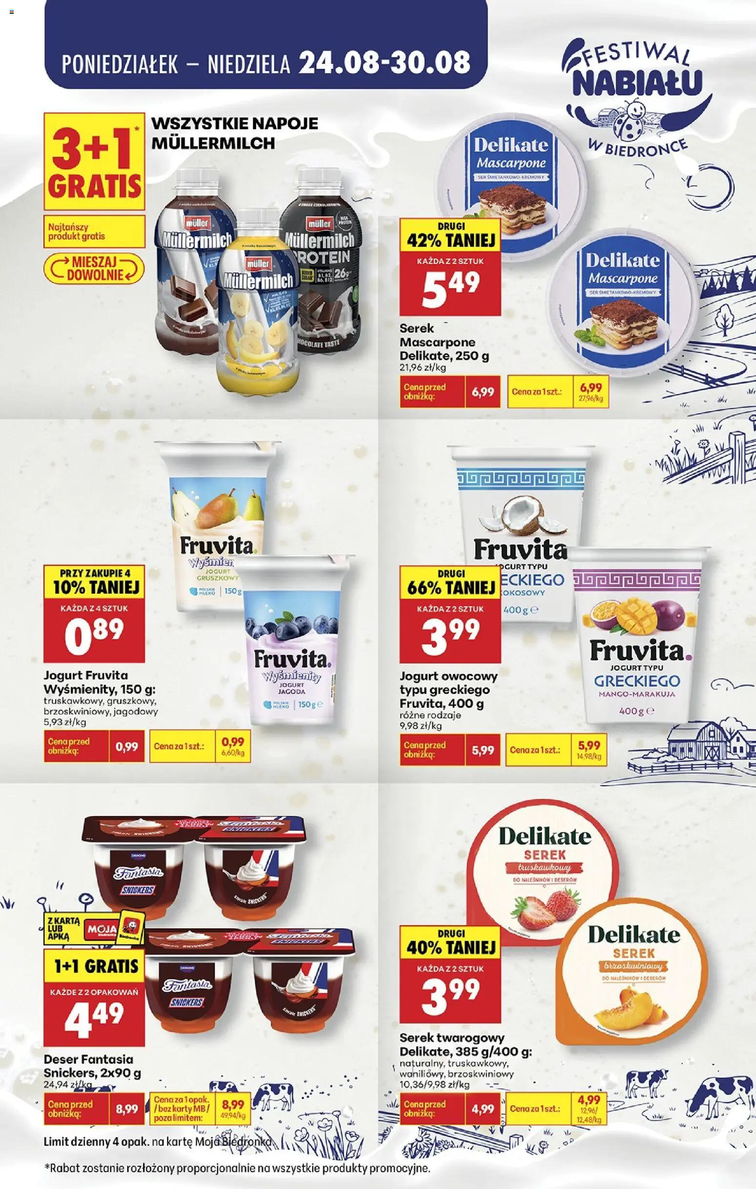 Biedronka gazetka - Festiwal nabiału od 25.08.2026 | Strona: 6 | Produkty: Deser, Snickers, Ser, Fruvita