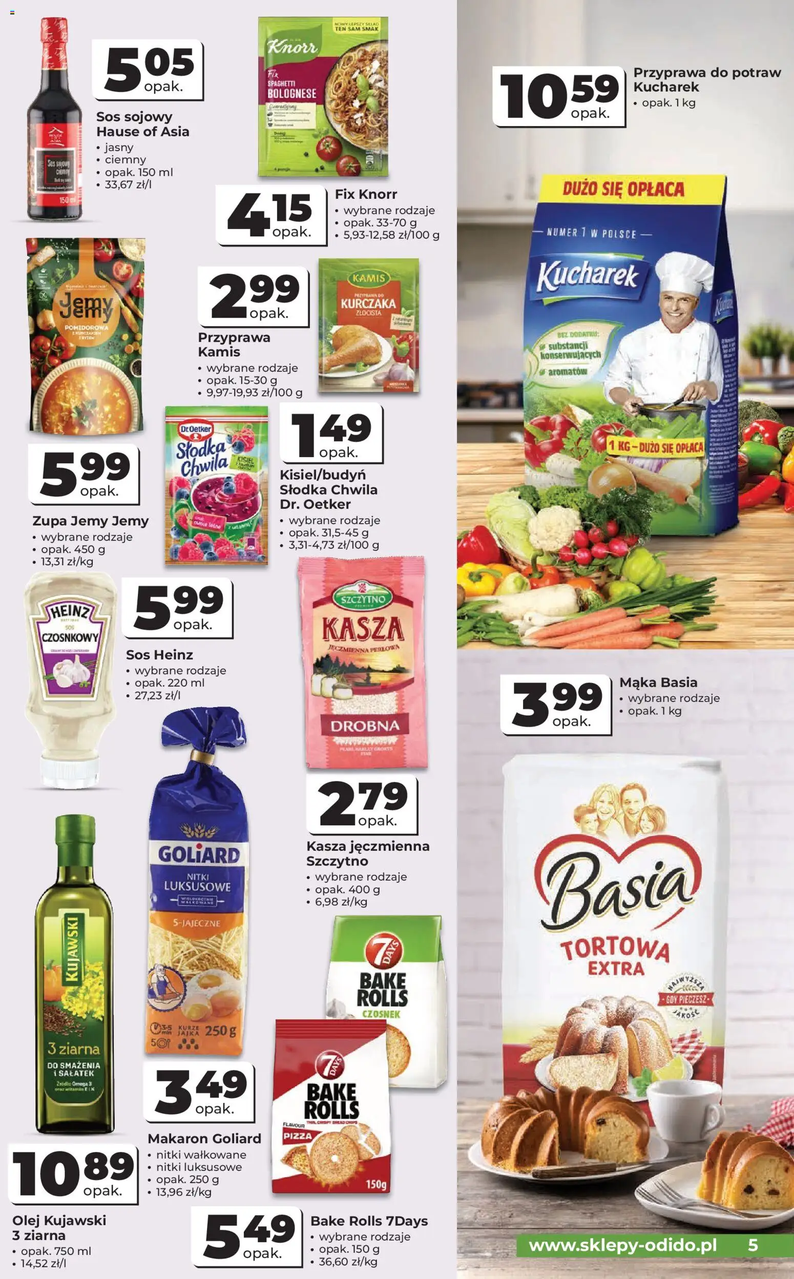 Odido gazetka od 19.08.2026 | Strona: 5 | Produkty: Spaghetti, Pizza, Sos sojowy, Mąka
