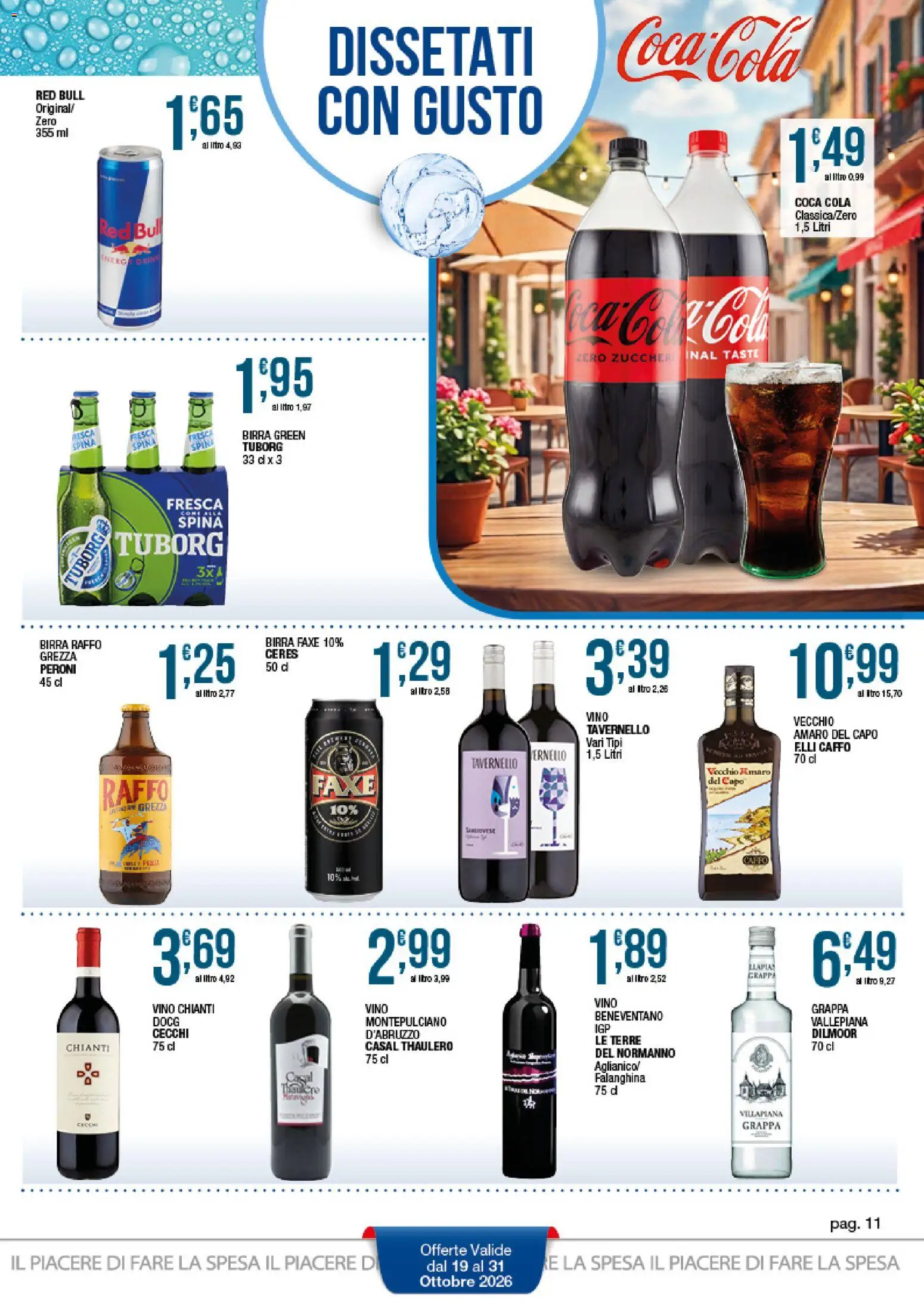 Volantino Sidis del 19/10/2026 | Pagina: 11 | Prodotti: Birra Raffo, Vino, Ceres, Red Bull