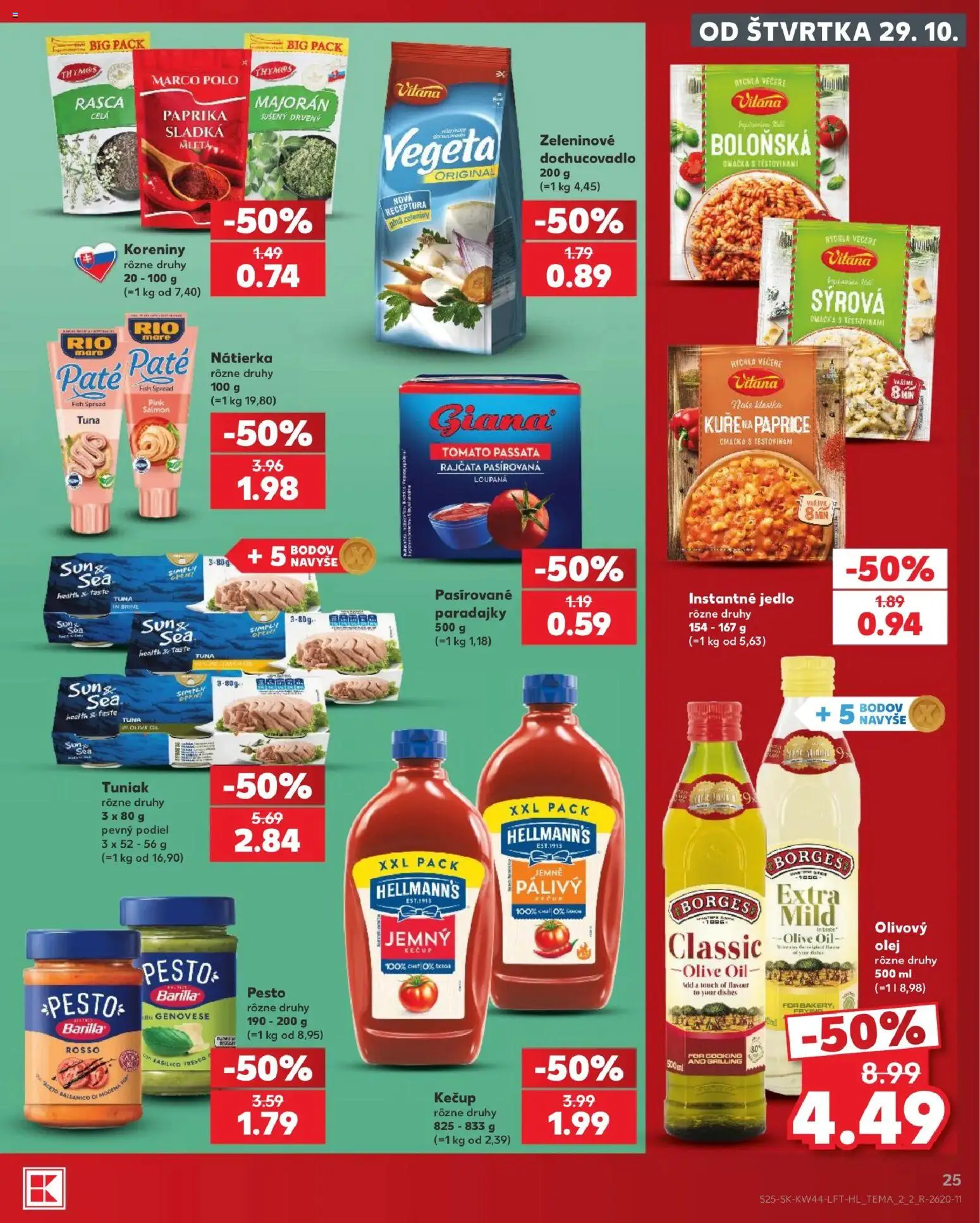 Kaufland SK akciós ujság - amely érvényes a következő dátumtól: 2026.10.29. | Oldal: 25 | Termékek: Pesto, Vegeta, Paprika, Póló