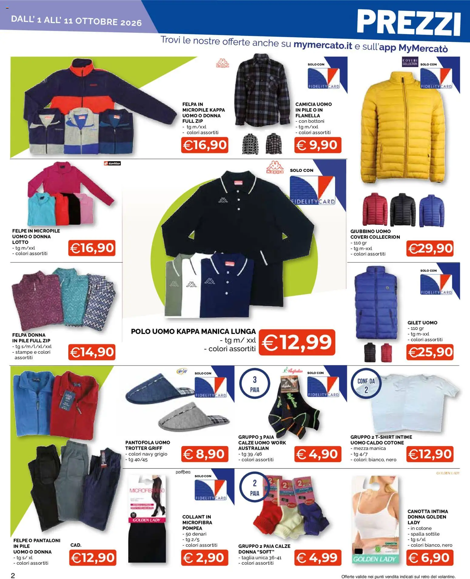 Volantino Mercatò del 01/10/2026 | Pagina: 2 | Prodotti: Pile, Felpa, Gilet, Collant