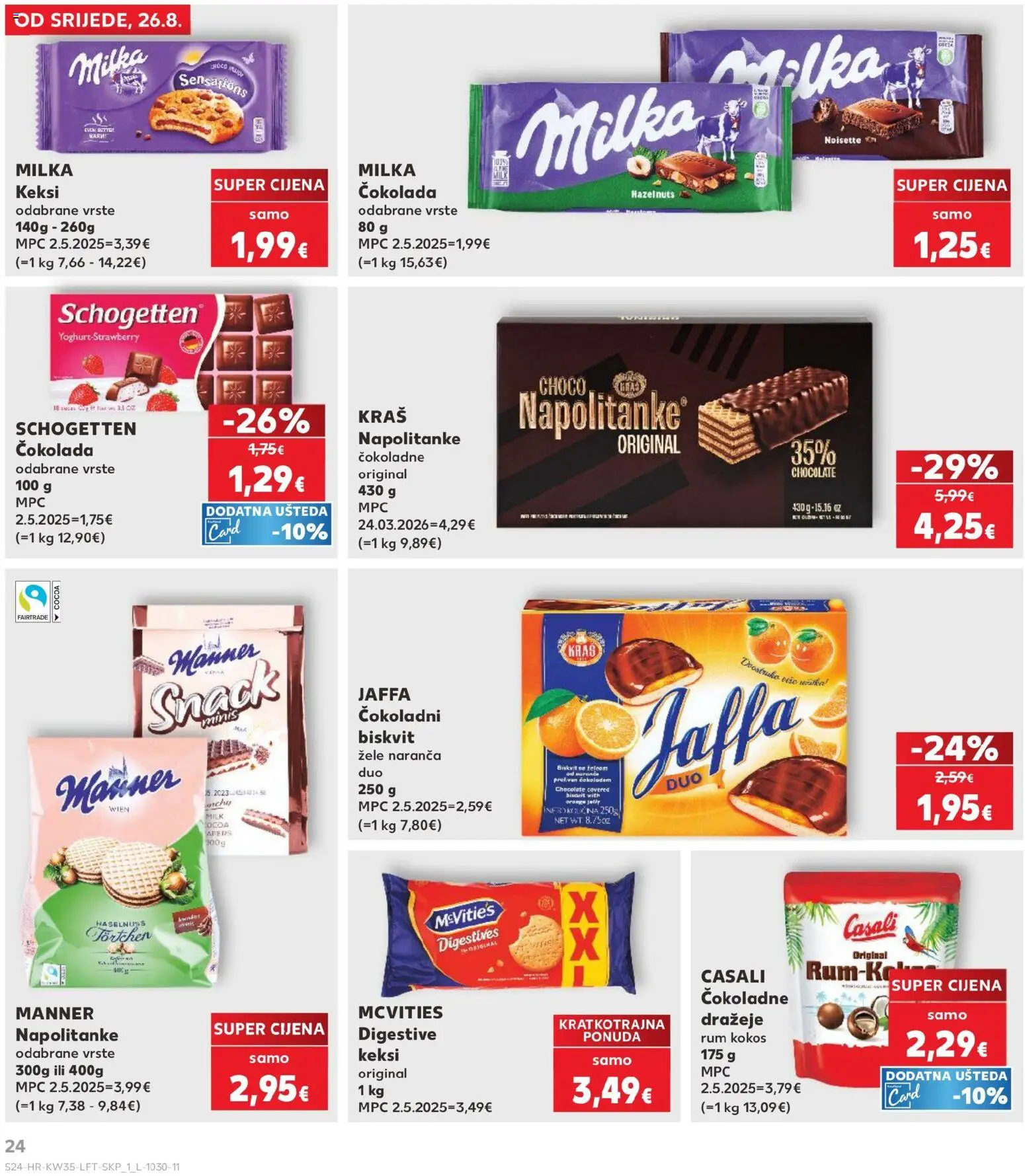 Kaufland katalog | vrijedi od 26.08.2026 | Stranica: 24 | Proizvodi: Čokolada, Rum, Milka, Kokos