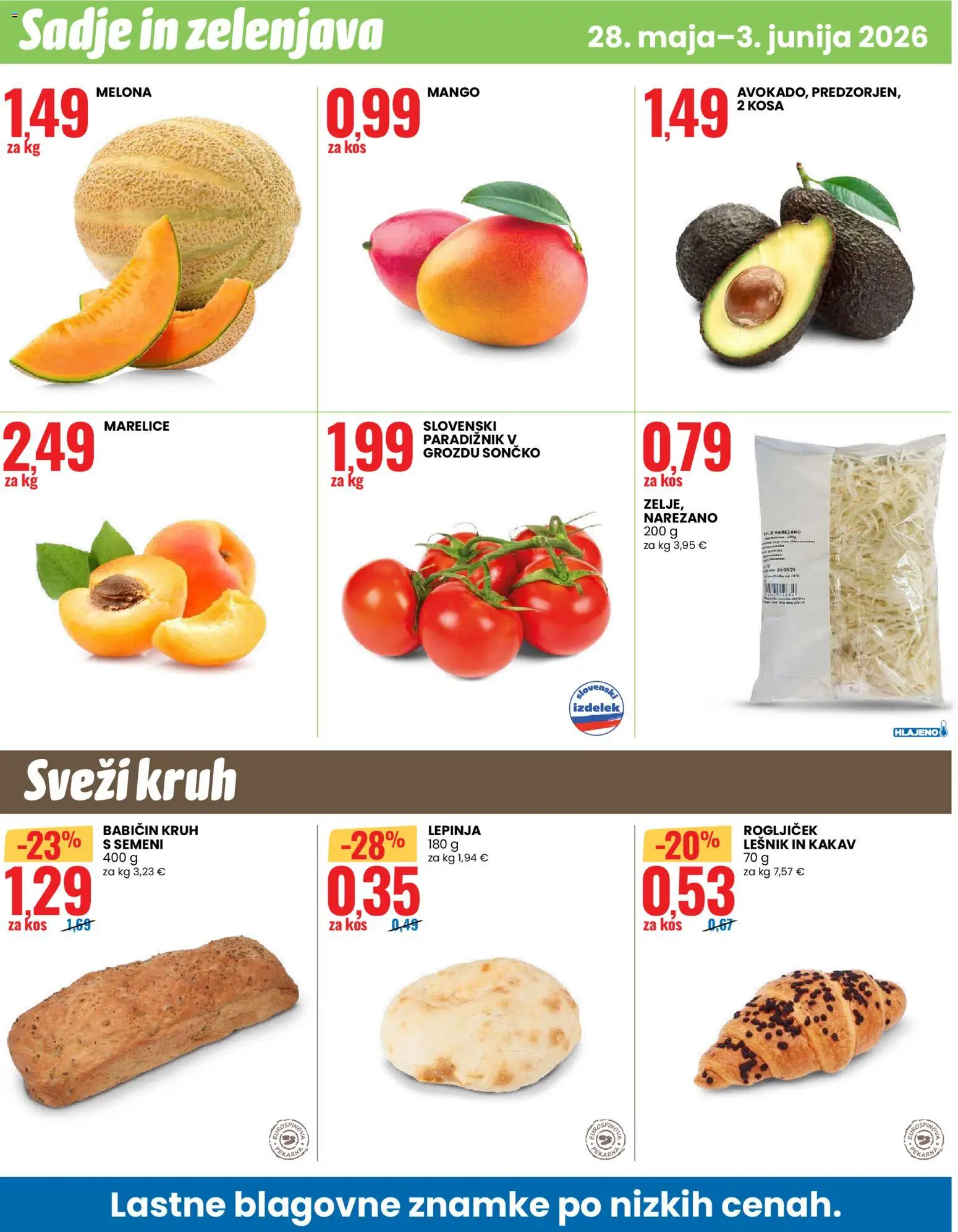Novi Eurospin katalog ponudbe – veljaven od 28.05.2026 | Stran: 12 | Izdelki: Melona, Lepinja, Kos, Kakav