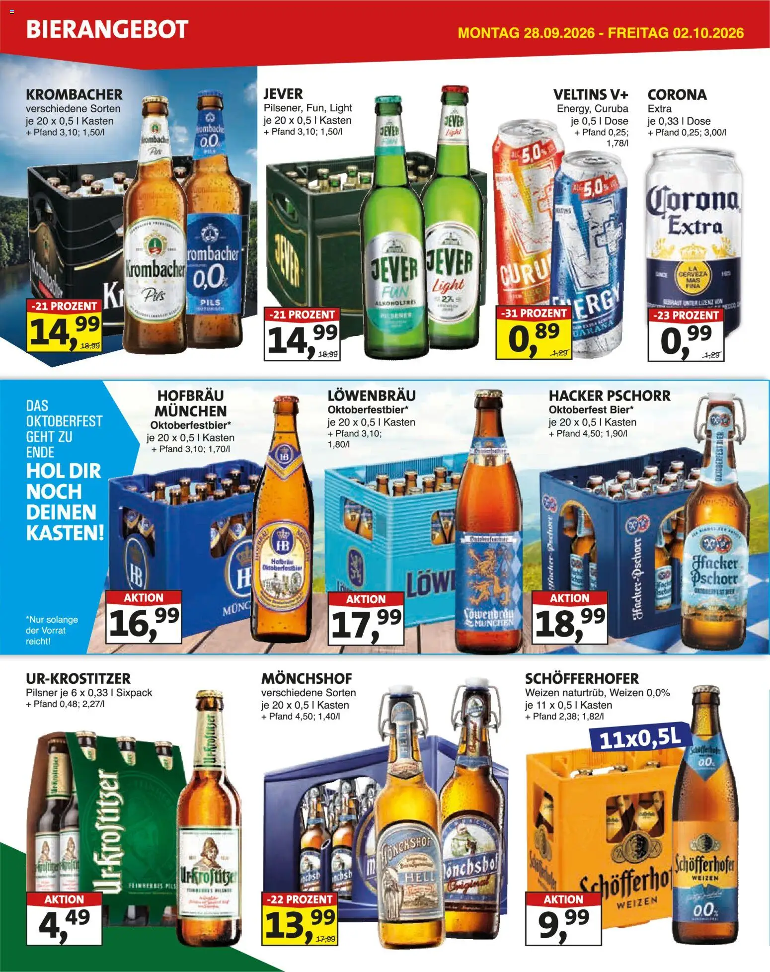 Lösch Depot Prospekt – gültig ab 28.09.2026 | Seite: 2 | Produkte: Monchshof, Pils, Krombacher, Veltins