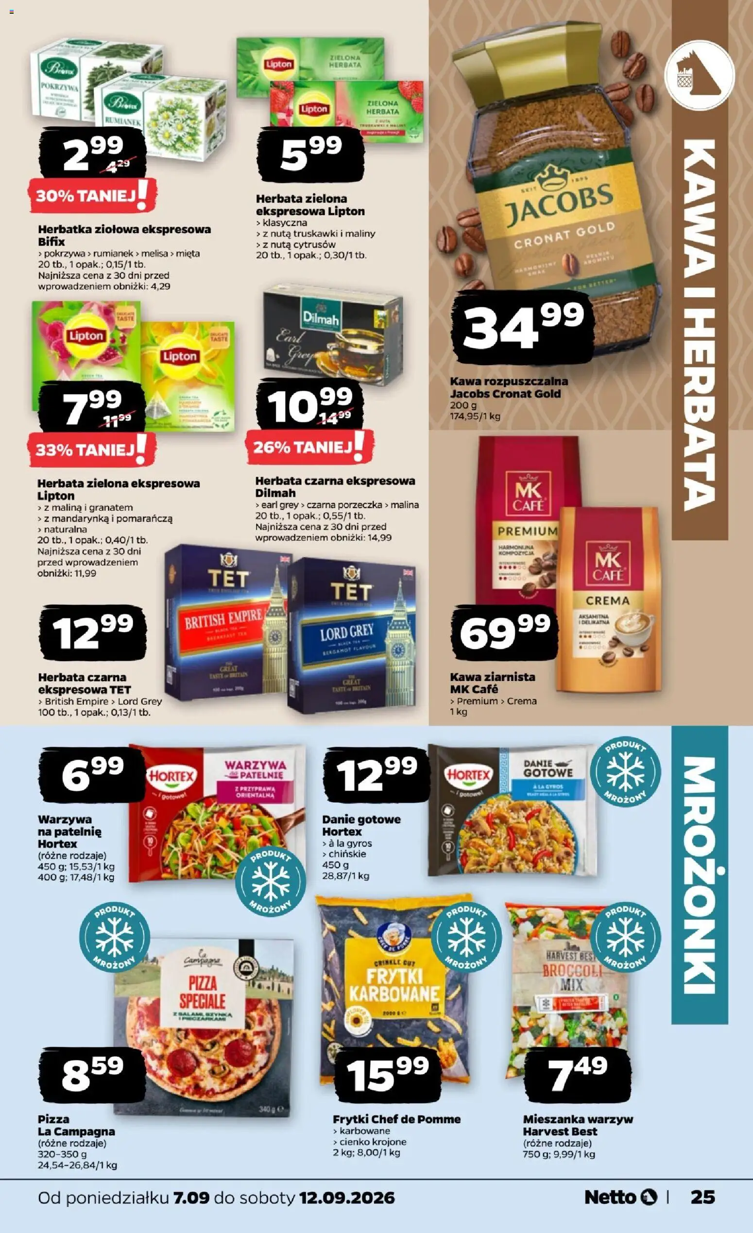 Netto gazetka od poniedziałku od 07.09.2026 | Strona: 25 | Produkty: Herbata czarna, Earl Grey, Porzeczka, Kawa
