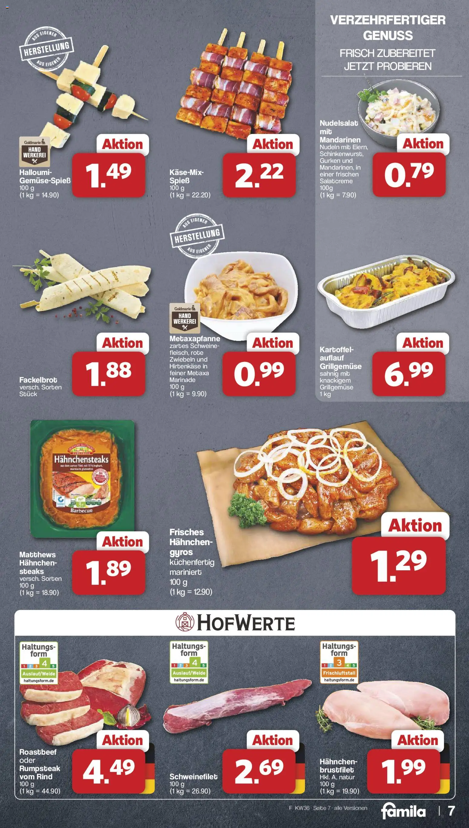 Famila Nordwest Prospekt – gültig ab 31.08.2026 | Seite: 7 | Produkte: Mandarinen, Schweinefilet, Zwiebeln, Gurken