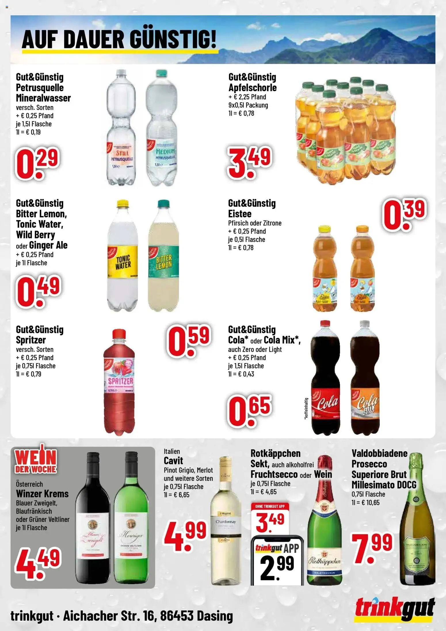 Trinkgut Prospekt Dasing (ab 31.08.2026) » Angebote online | Seite: 4 | Produkte: Cola, Mineralwasser, Prosecco, Zitrone