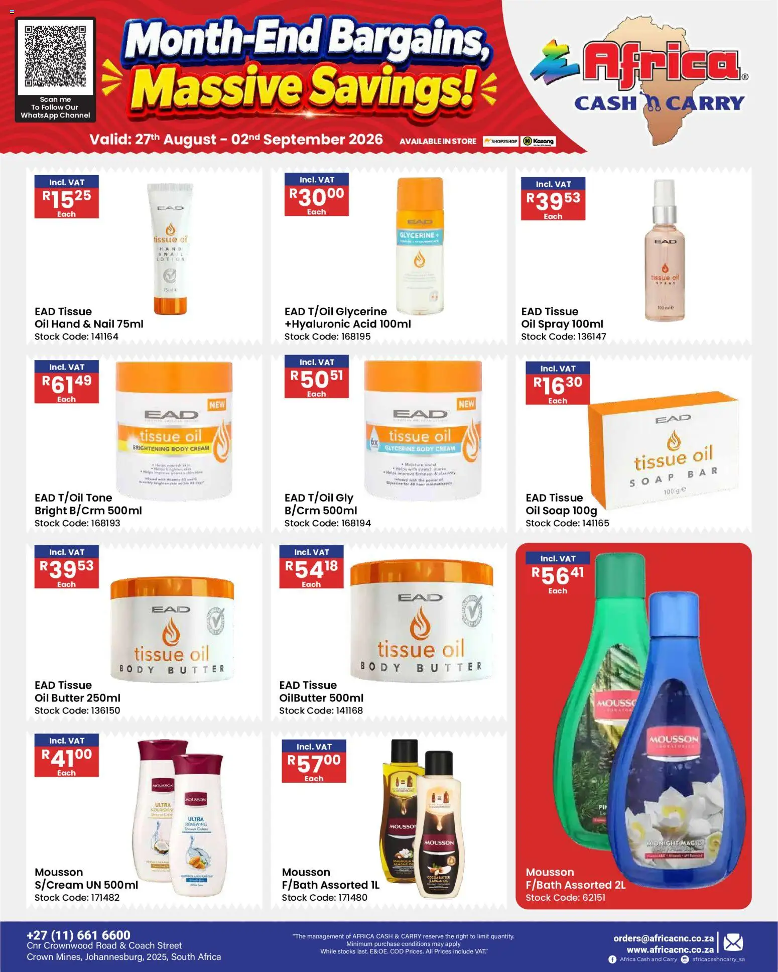 New Africa Cash & Carry catalogue – valid from 27/08/2026 | Page: 74 | Products: Body butter, Cocoa butter, Butter, Cream