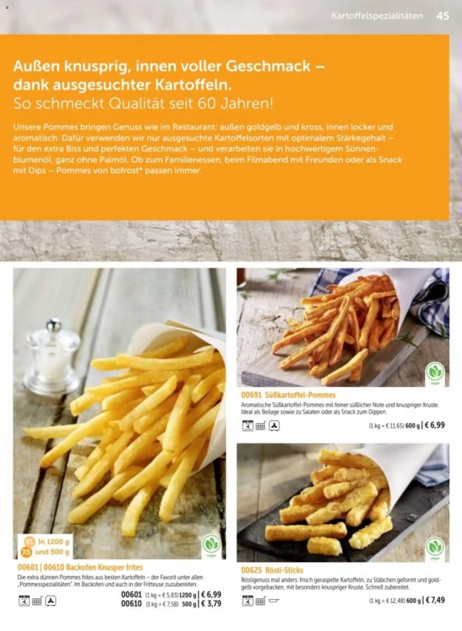 Bofrost Katalog – gültig ab 06.03.2026 | Seite: 45 | Produkte: Pommes frites, Kartoffeln, Backofen, Fritteuse