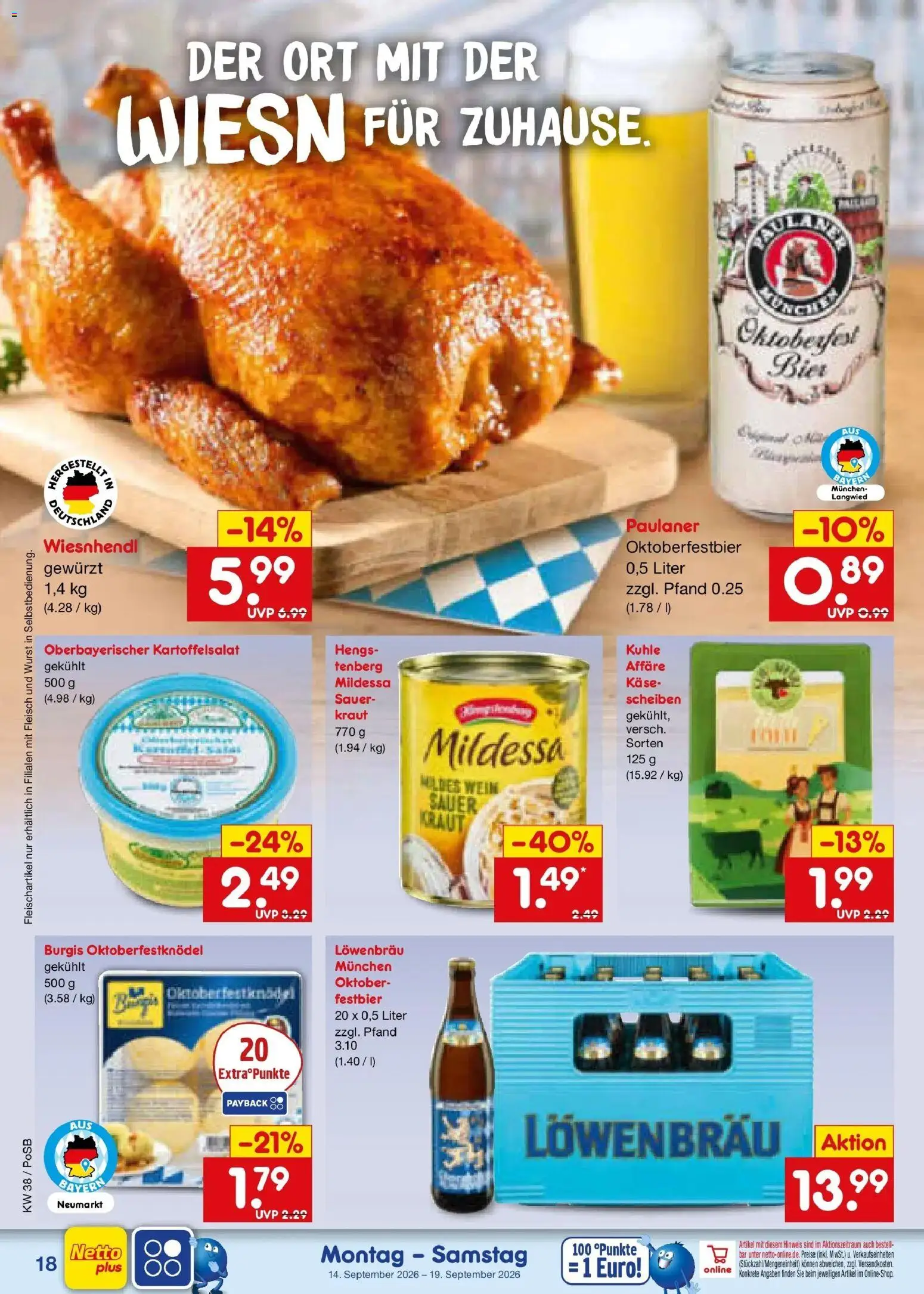 Netto Marken-Discount Prospekt Amberg – gültig ab 14.09.2026 | Seite: 28 | Produkte: Wurst, Kraut, Wein, Fleisch