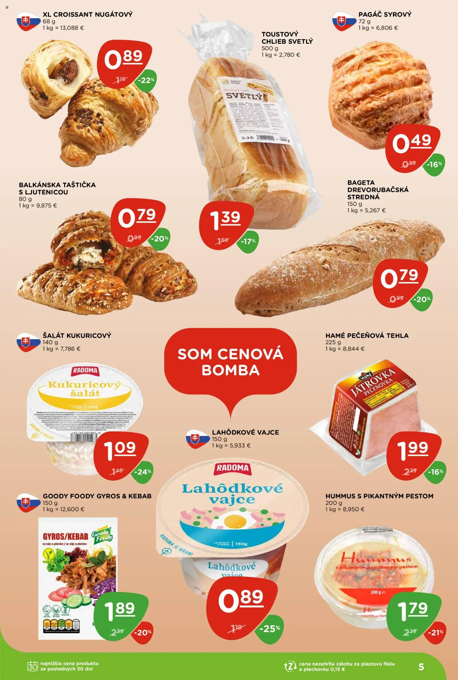 Nové Terno akcie – leták je platný od 03.09.2026 | Strana: 5 | Produkty: Chlieb, Hummus, Bageta, Gyros