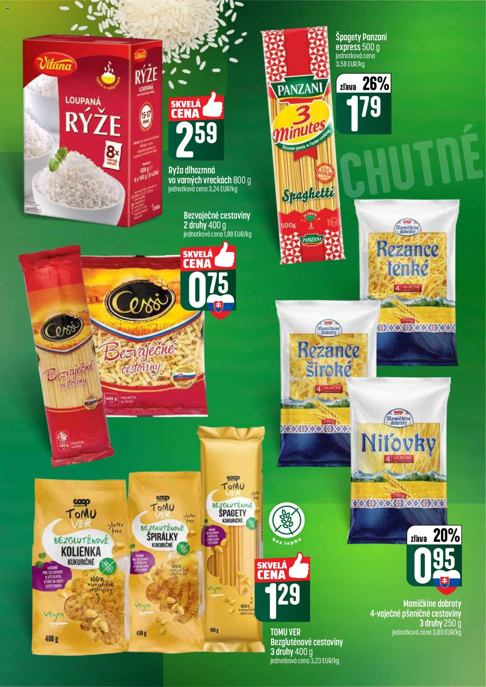 Nové COOP Jednota akcie – leták je platný od 04.06.2026 | Strana: 37 | Produkty: Ryža, Cestoviny, Rezance, Špagety