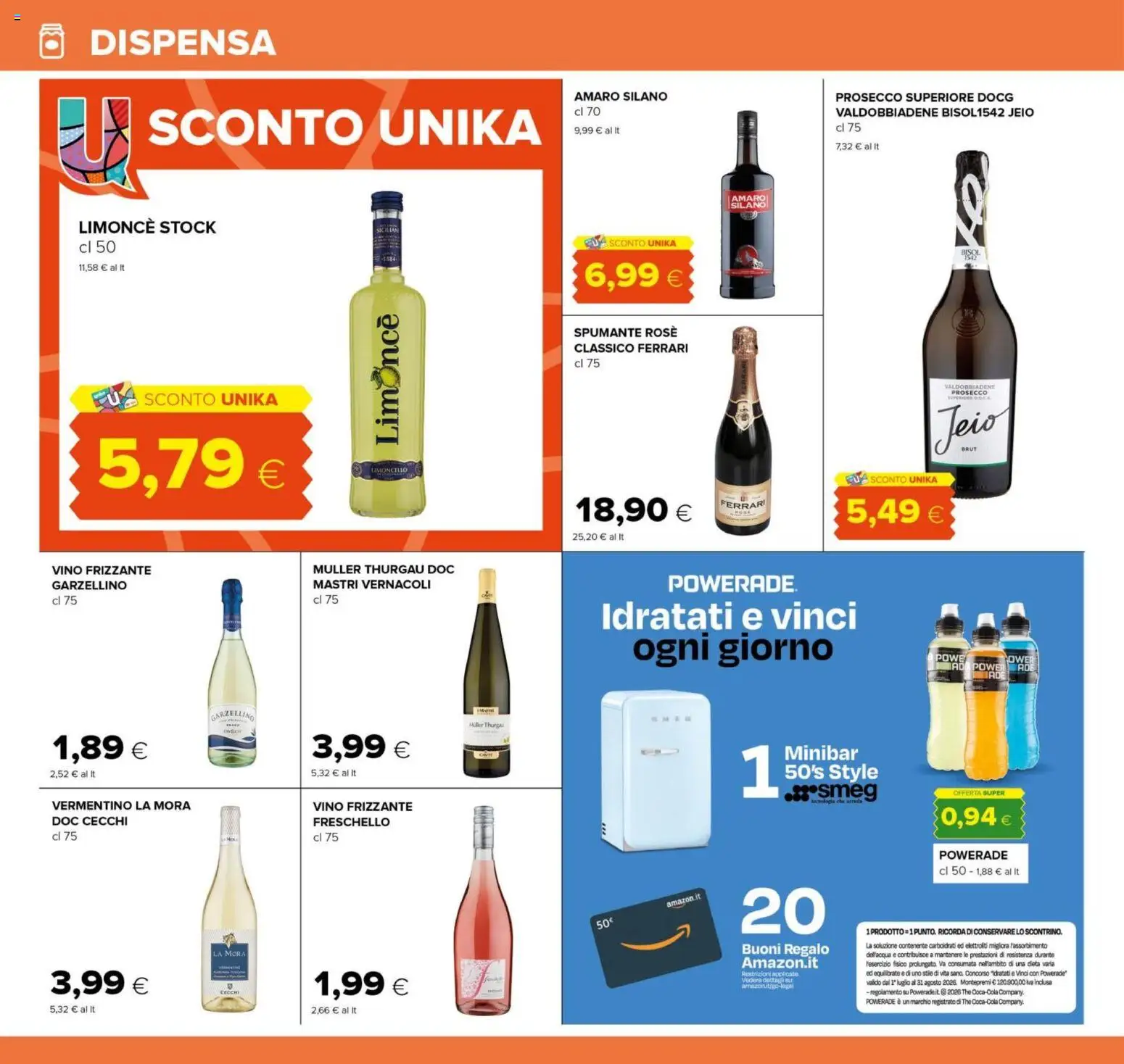 Volantino Oasi del 10/08/2026 | Pagina: 18 | Prodotti: Prosecco, The, Limoncello, Amaro