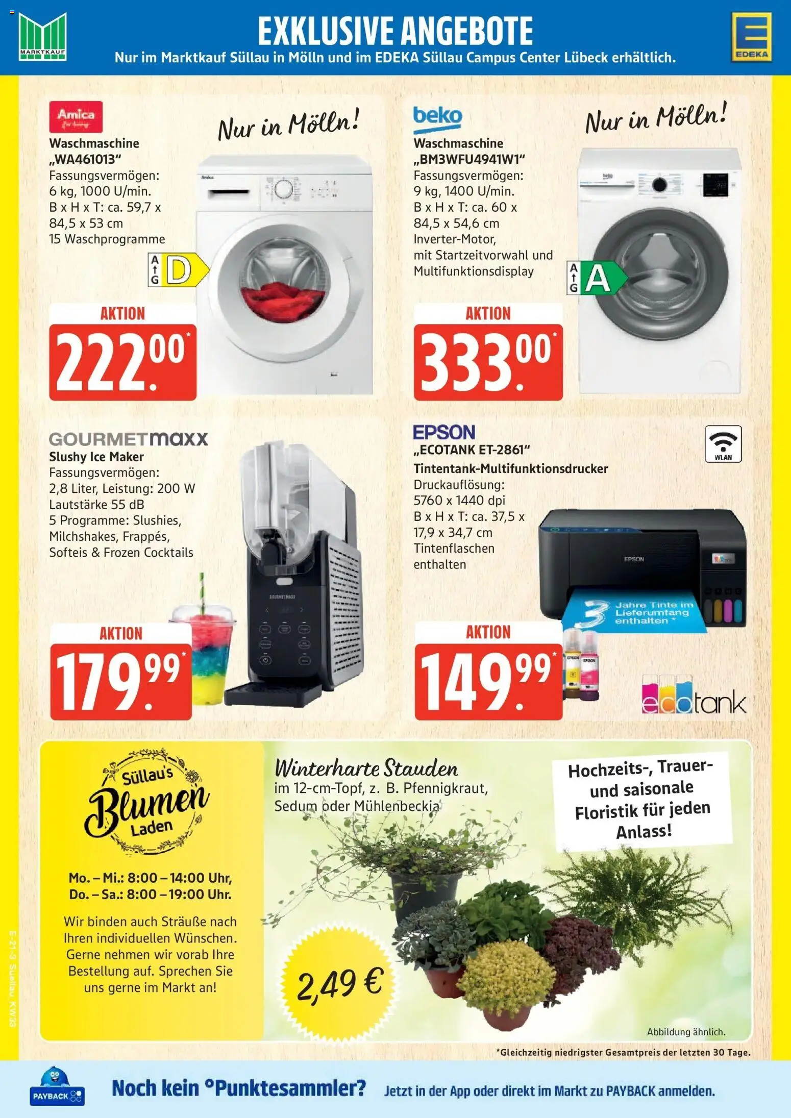 Edeka Prospekt Ratzeburg (ab 10.08.2026) » Angebote Online | Seite: 29 | Produkte: Epson, Blumen, Waschmaschine