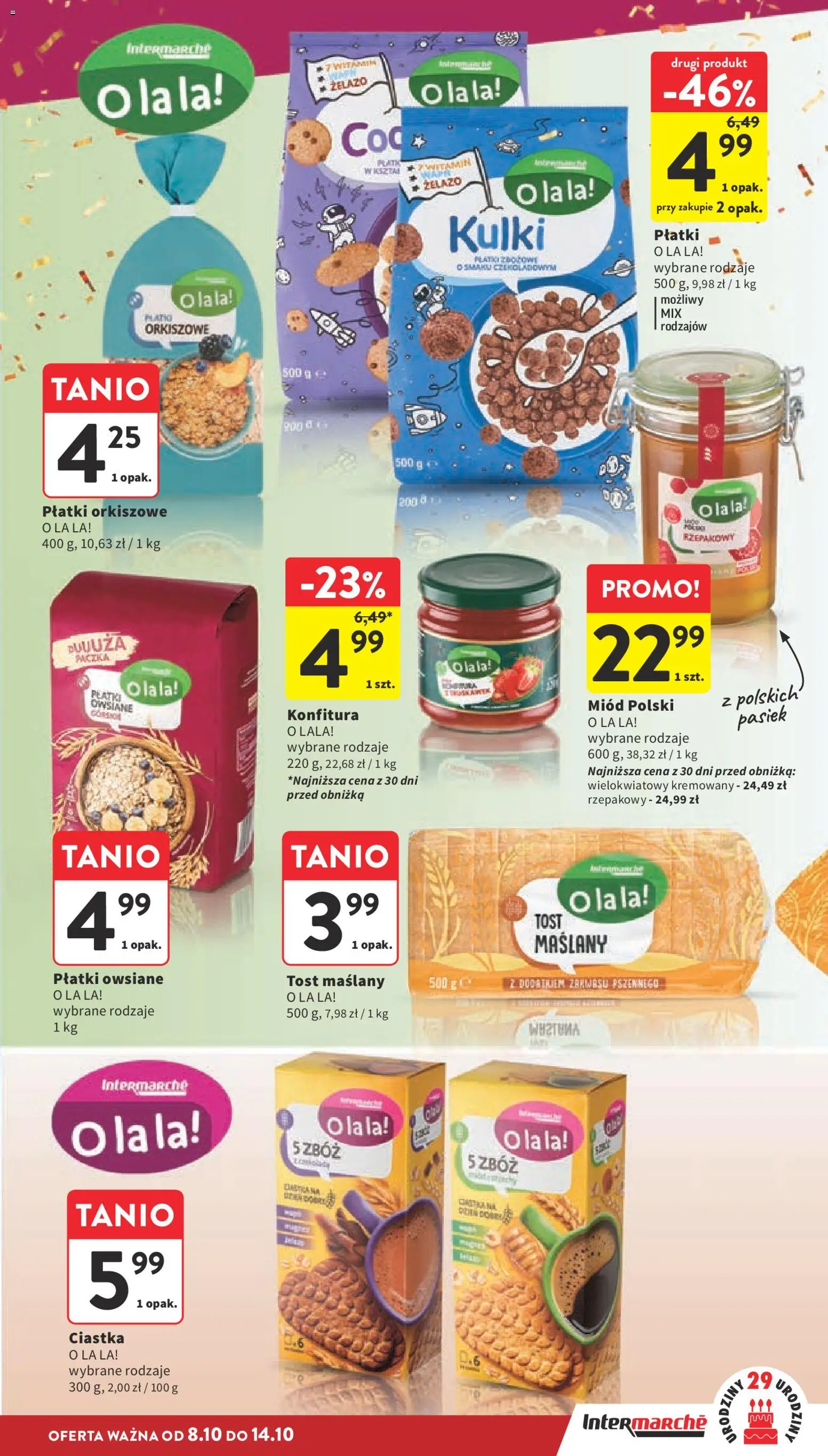 Intermarche gazetka od 08.10.2026 | Strona: 25 | Produkty: Płatki orkiszowe, Żelazo, Płatki, Ciastka