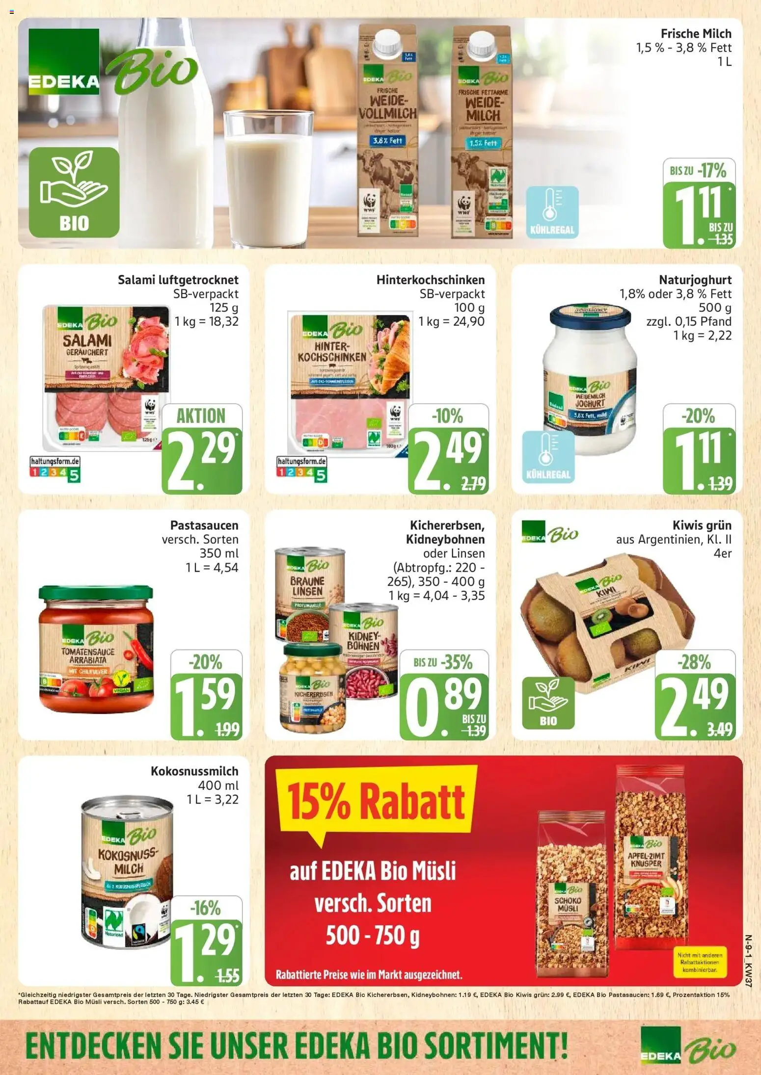 Marktkauf Prospekt Buxtehude (ab 07.09.2026) » Angebote online | Seite: 9 | Produkte: Milch, Joghurt, Salami, Kiwi
