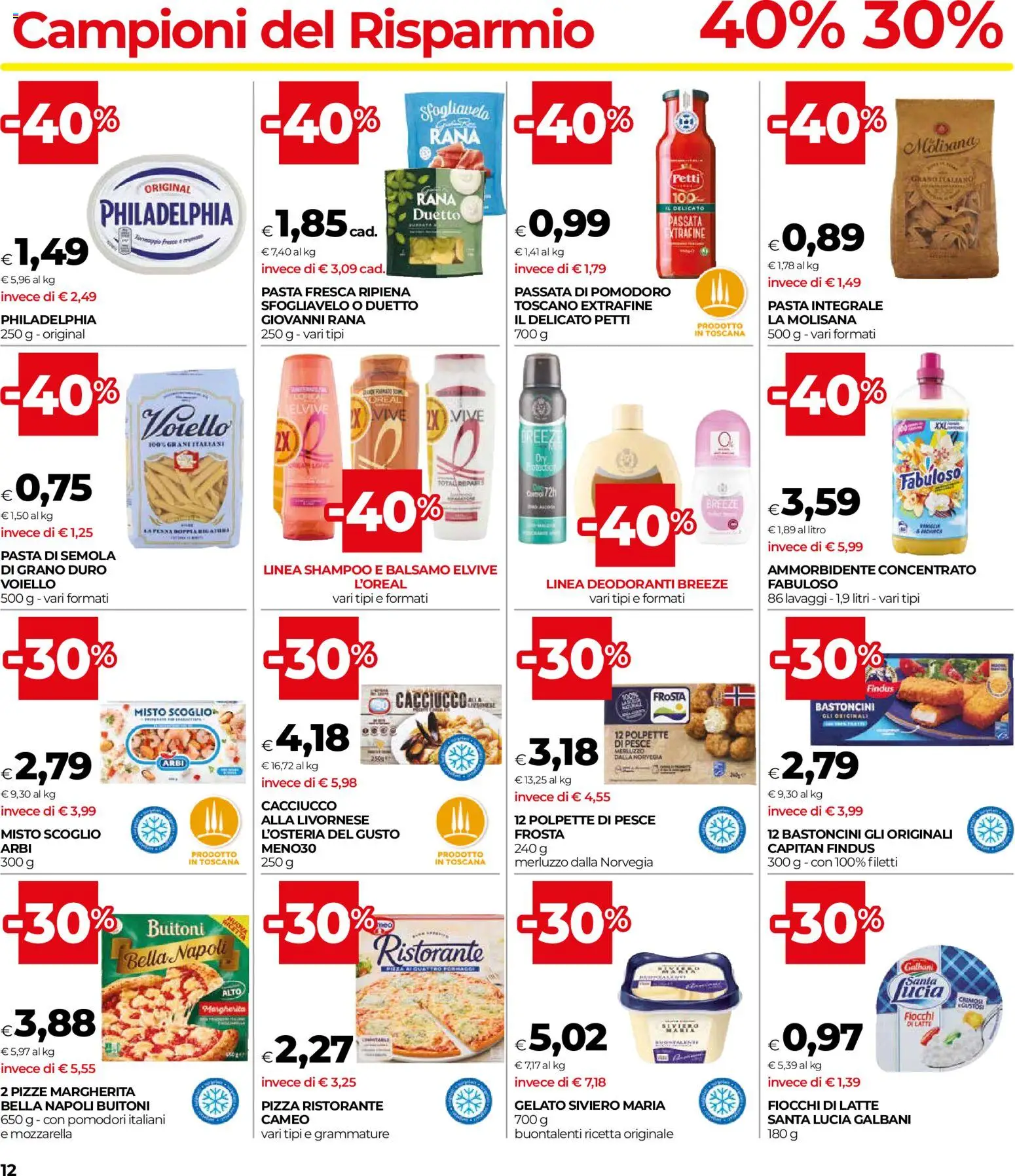 Volantino COOP del 30/07/2026 | Pagina: 12 | Prodotti: Pizza, Ammorbidente, Merluzzo, Passata di pomodoro