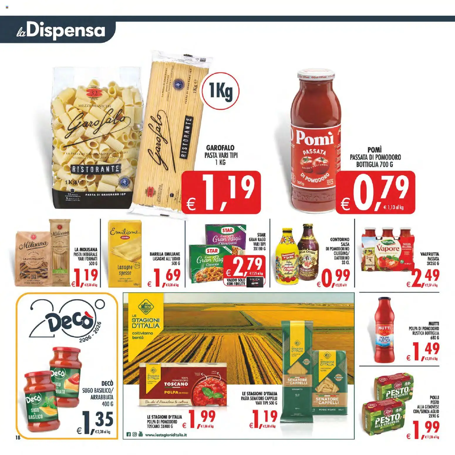 Volantino Decò del 11/08/2026 | Pagina: 21 | Prodotti: Salsa, Pasta, Polli, Lasagne