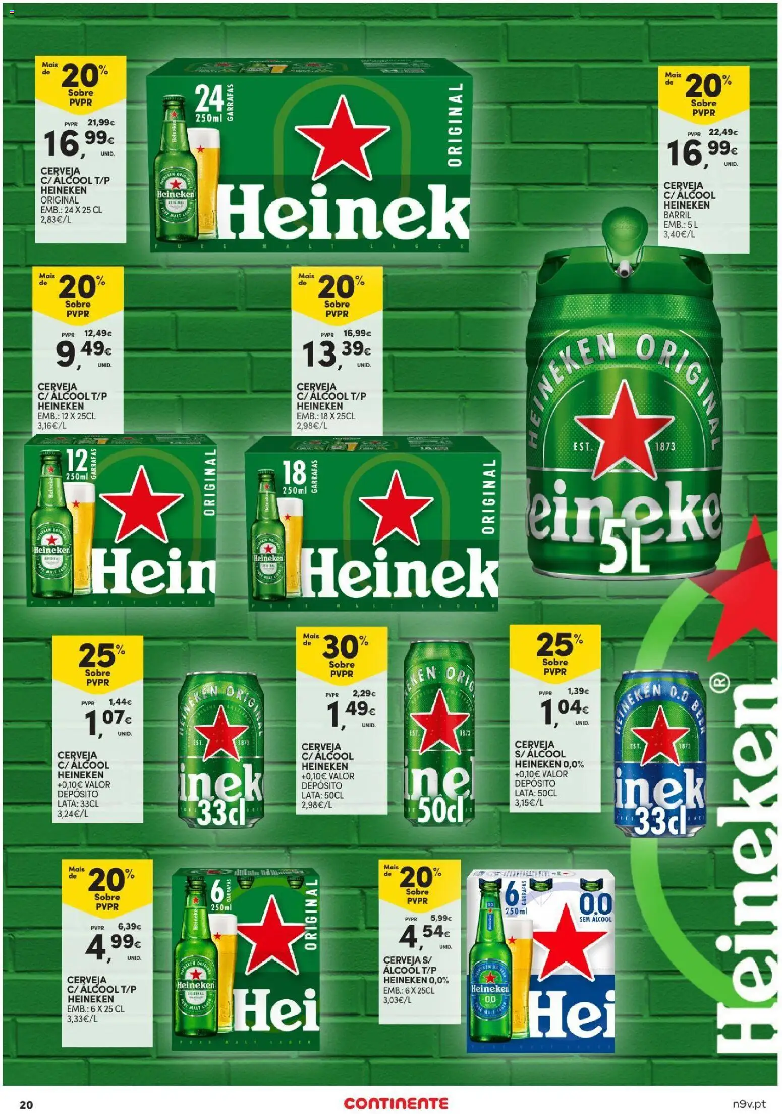 Continente Açores │ válido de 03/09/2026 | Página: 20 | Produtos: Cerveja Heineken, Cerveja, Álcool