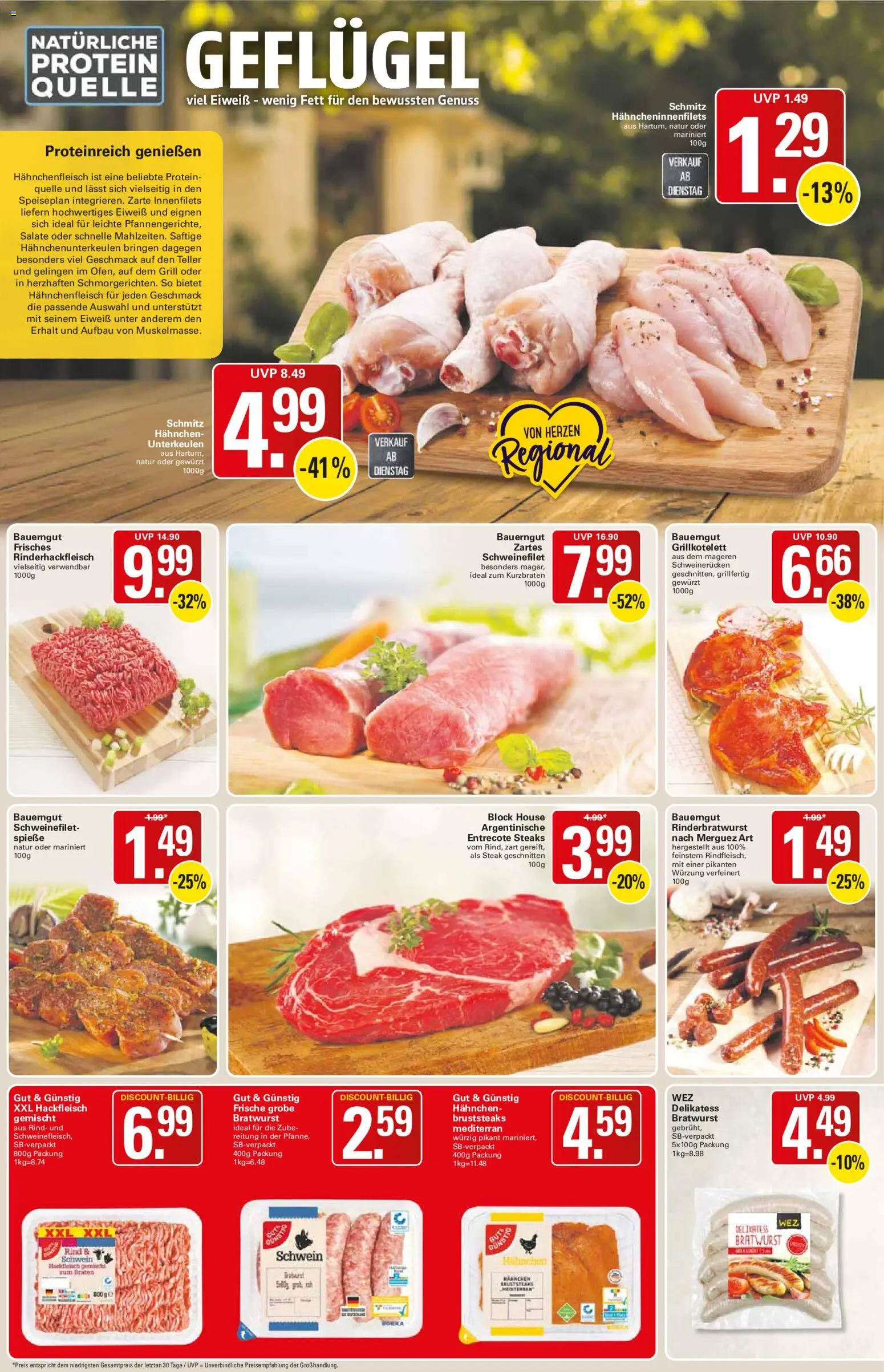 WEZ Prospekt – gültig ab 10.08.2026 | Seite: 4 | Produkte: Hahnchen, Spieße, Schweinerucken, Hackfleisch
