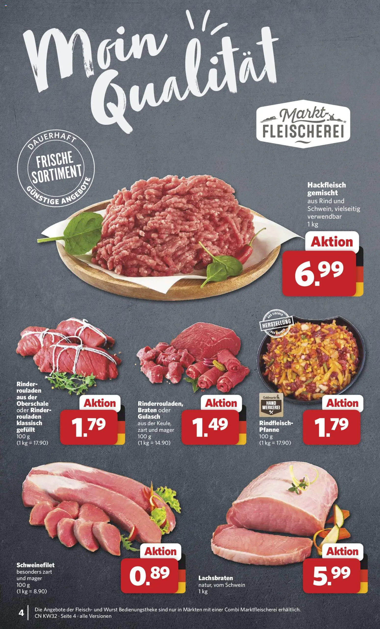Combi Prospekt – gültig ab 03.08.2026 | Seite: 4 | Produkte: Gulasch, Wurst, Rindfleisch, Fleisch