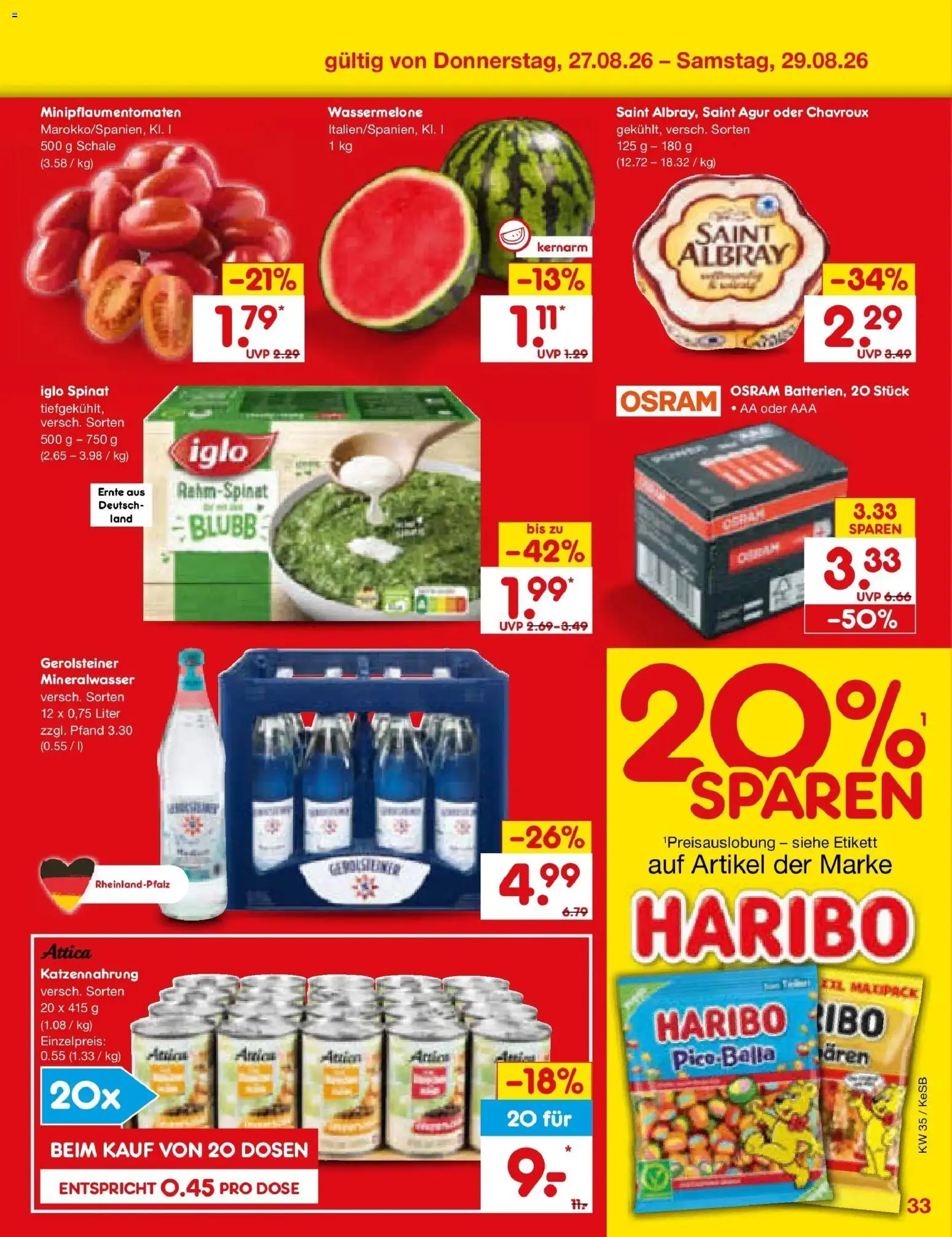 Netto Marken-Discount Prospekt Kruft – gültig ab 24.08.2026 | Seite: 47 | Produkte: Haribo, Mineralwasser, Wassermelone, Gerolsteiner