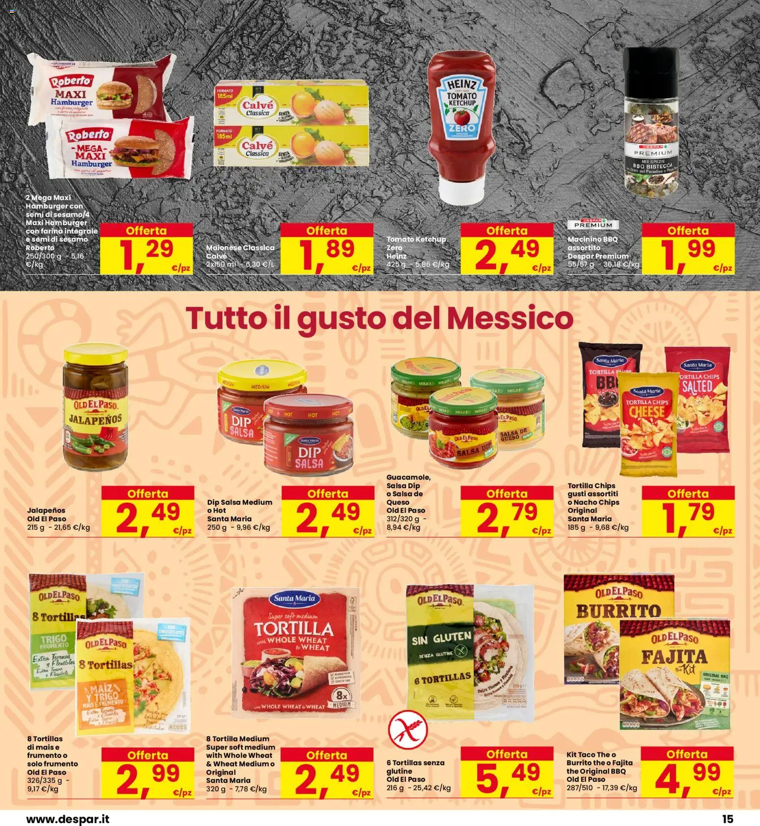 Volantino Eurospar del 30/07/2026 | Pagina: 15 | Prodotti: Ketchup, Tortillas, The, Hamburger