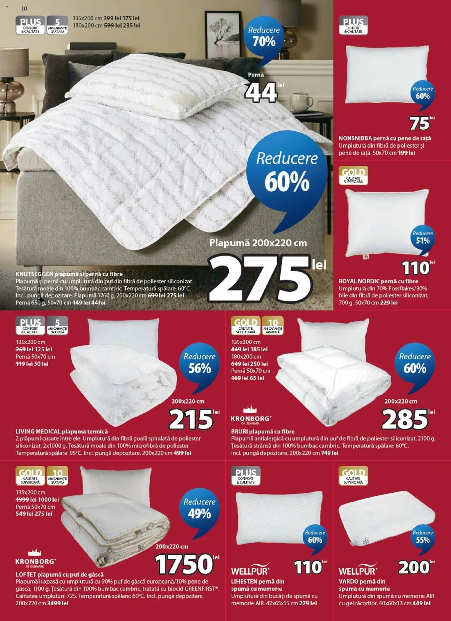 Noul catalog JYSK – valabil de la 04.08.2026 | Pagină: 10 | Produse: Memorie, Pungă, Pernă, Rață
