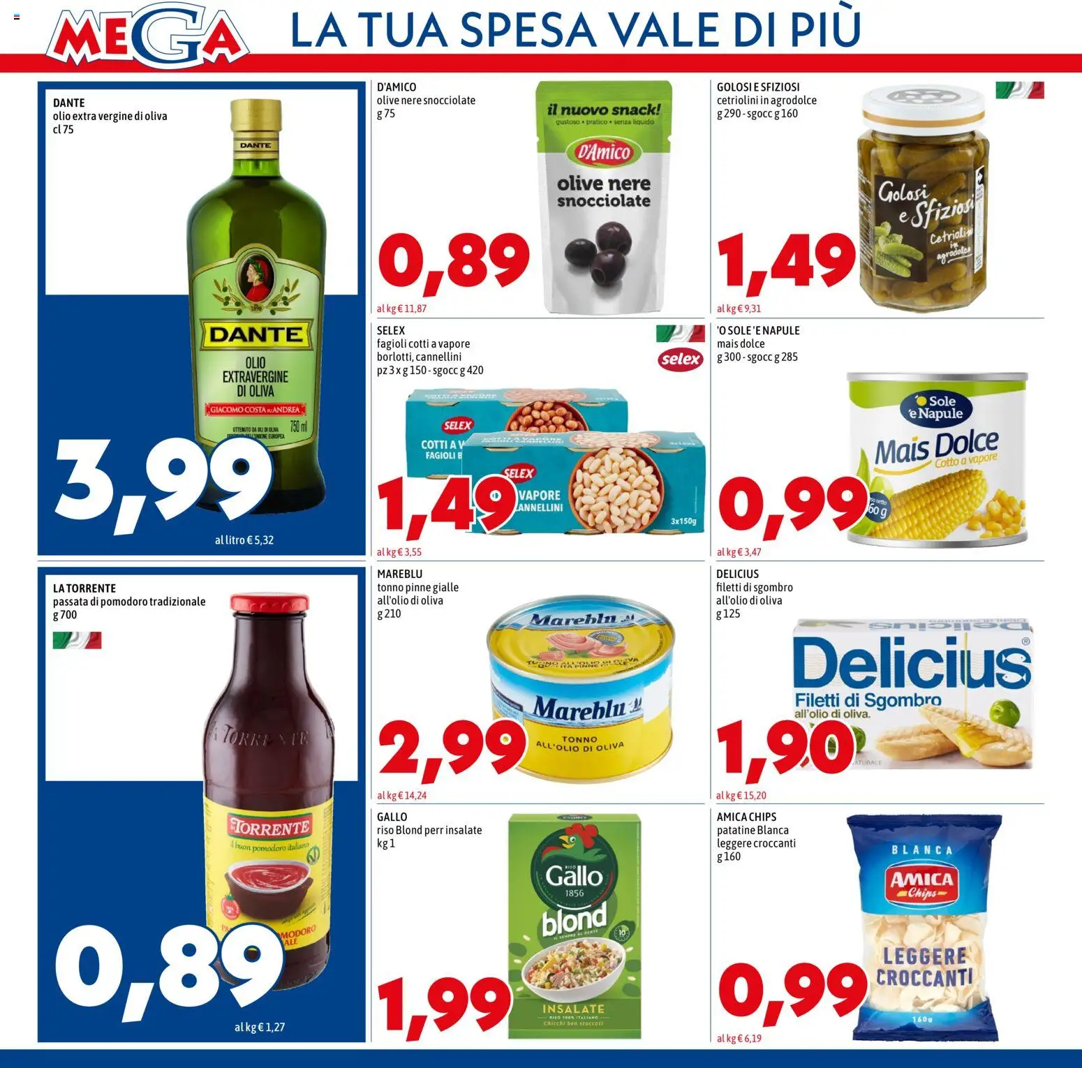Volantino Mega del 28.05.2026 | Pagina: 8 | Prodotti: Pomodoro, Passata di pomodoro, Sgombro, Cetriolini