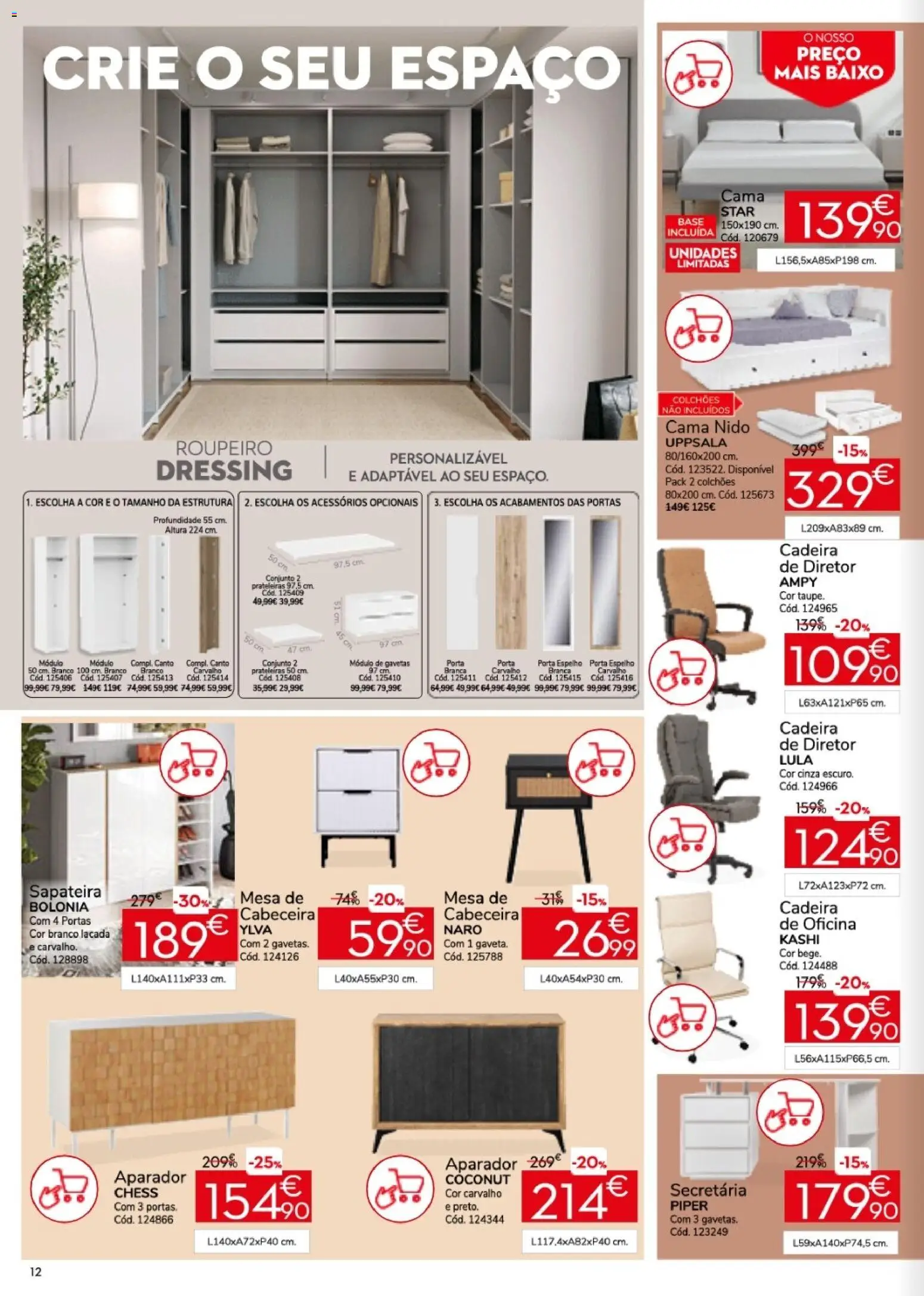 Conforama folheto │ válido de 26.05.2026 | Página: 12 | Produtos: Cadeira, Aparador, Espelho, Sapateira