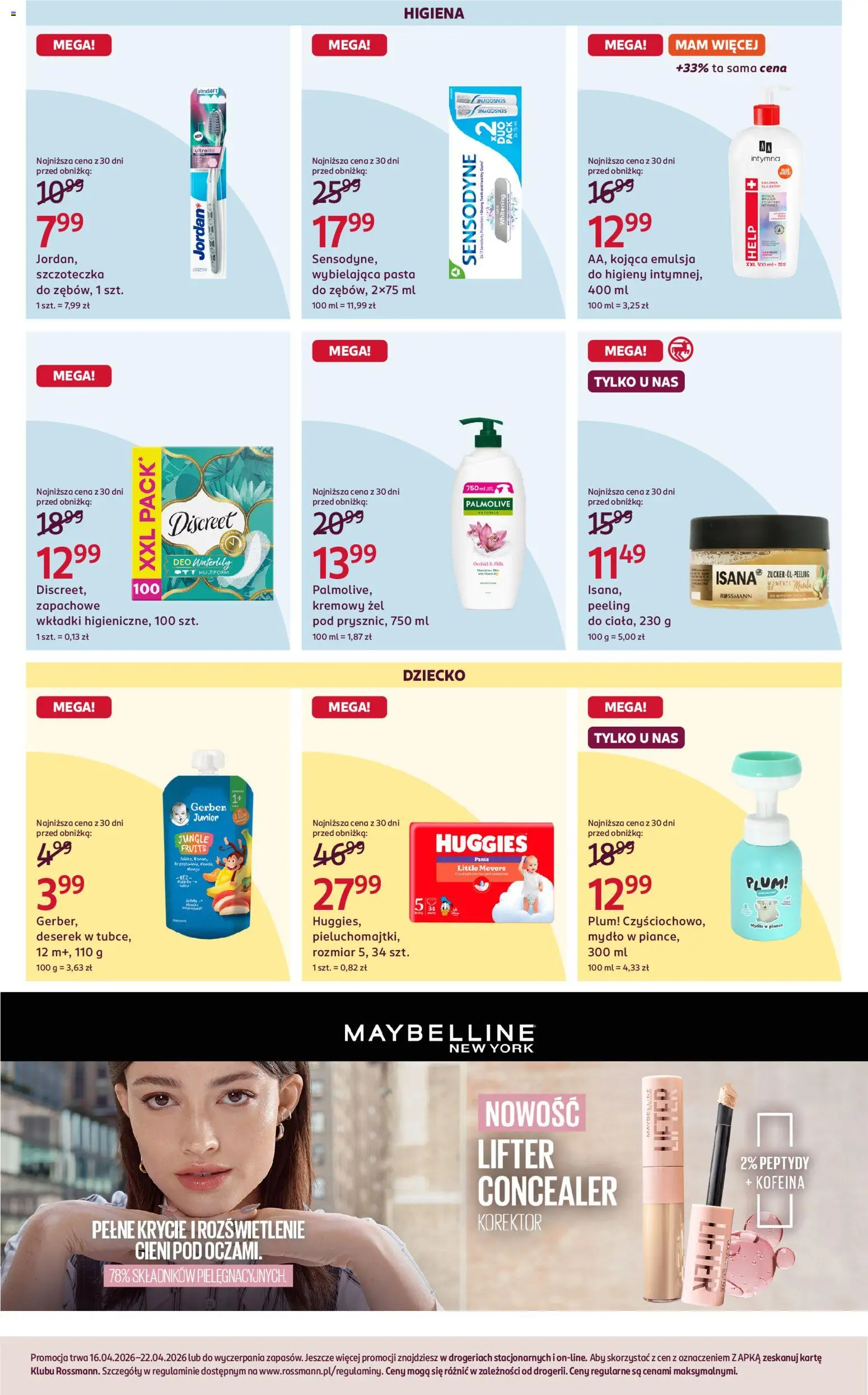 Rossmann gazetka od 16.04.2026 | Strona: 7 | Produkty: Korektor, Peeling, Mydło