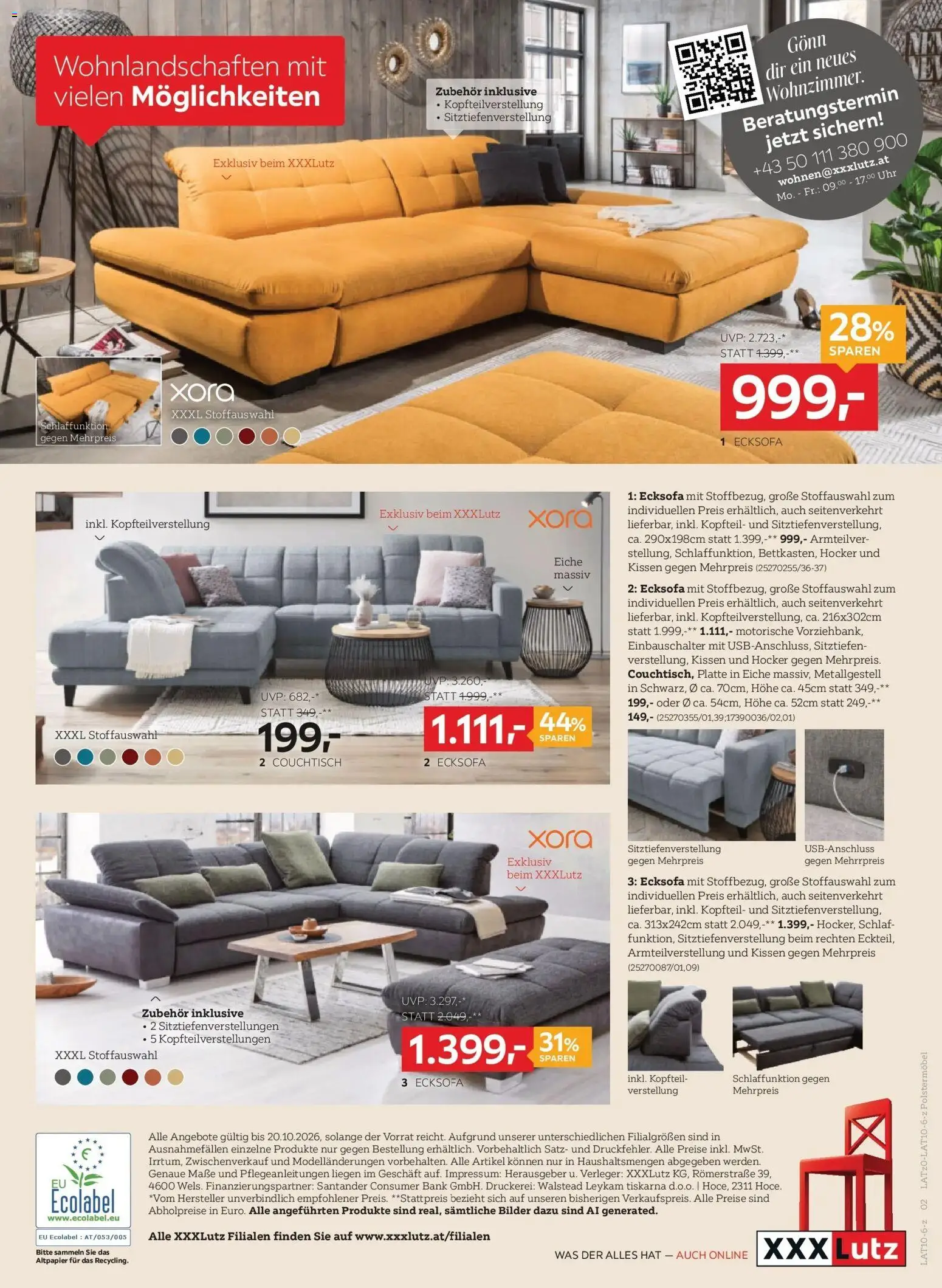 XXXLutz Polstermöbel von 06.10.2026 - Aktuelle Angebote | Seite: 2 | Produkte: Uhr, Kissen, Couchtisch