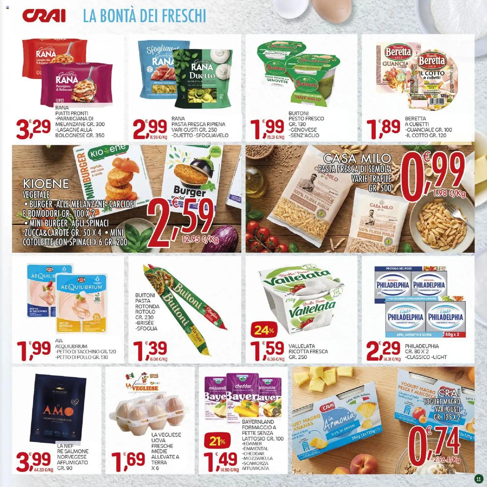 Volantino CRAI del 03/09/2026 | Pagina: 11 | Prodotti: Pollo, Piatti, Cheddar, Pesca