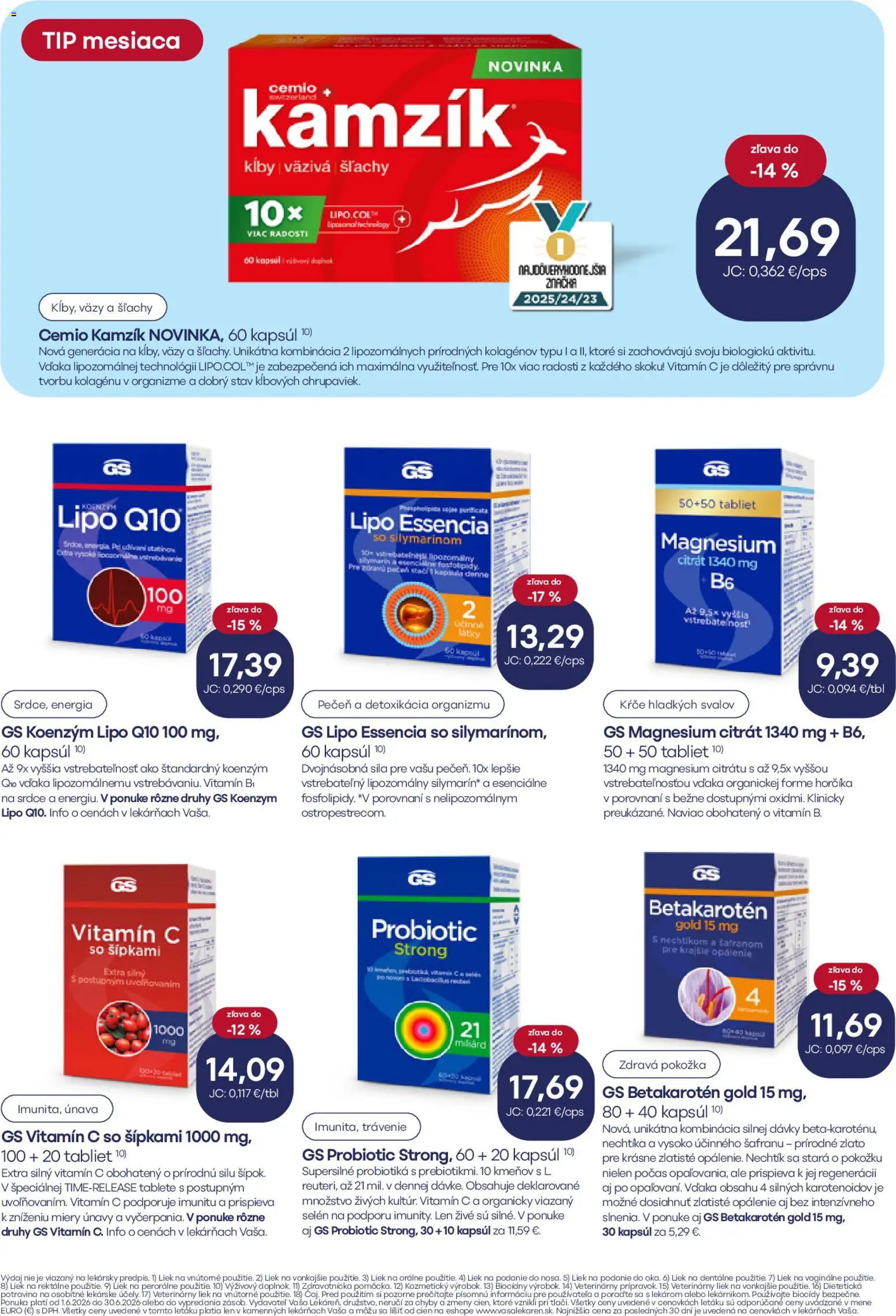 Nové Vaša lekáreň akcie – leták je platný od 01.06.2026 | Strana: 16 | Produkty: Tablet