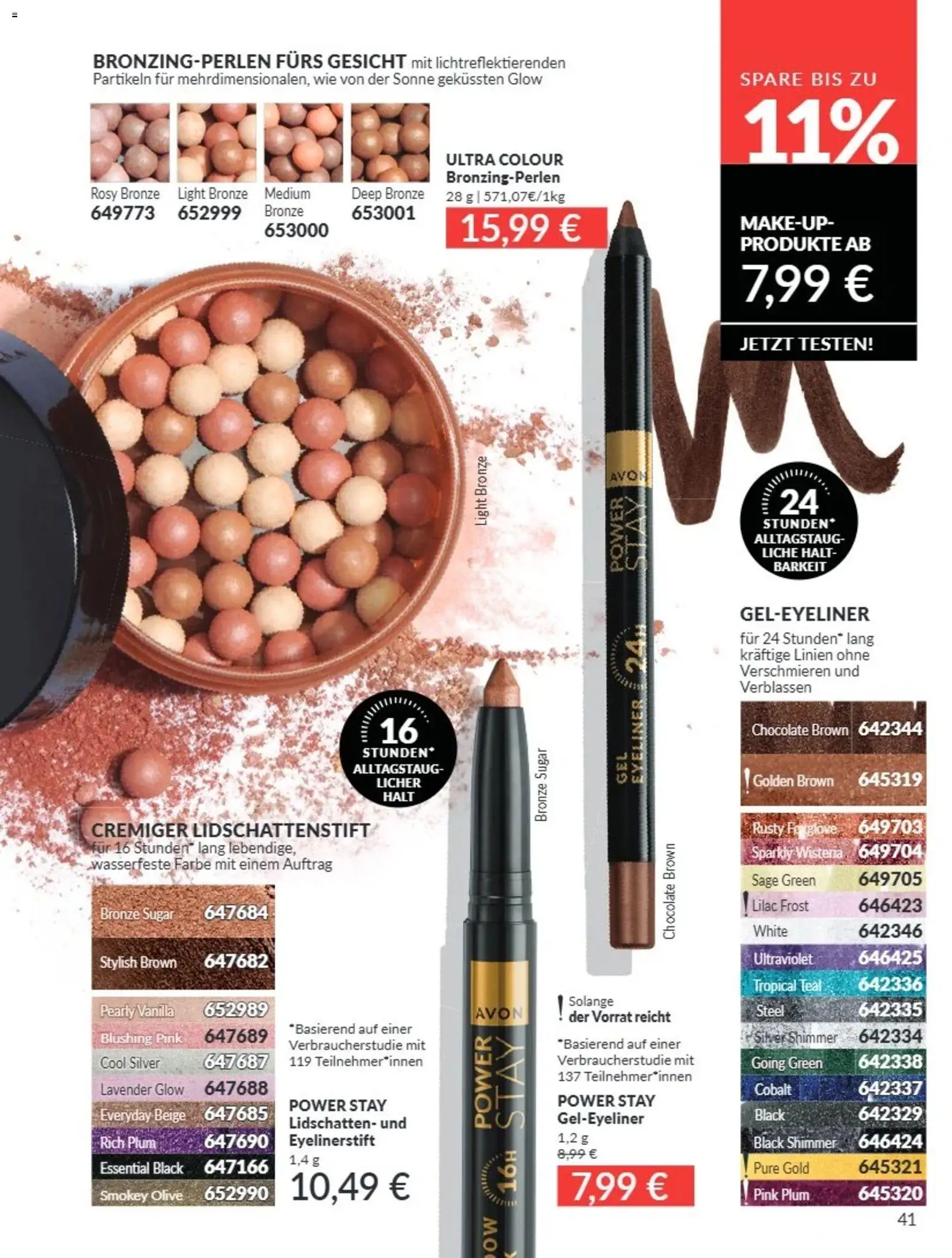 AVON Katalog August 2026 – gültig ab 08.08.2026 | Seite: 41 | Produkte: Lidschatten, Eyeliner