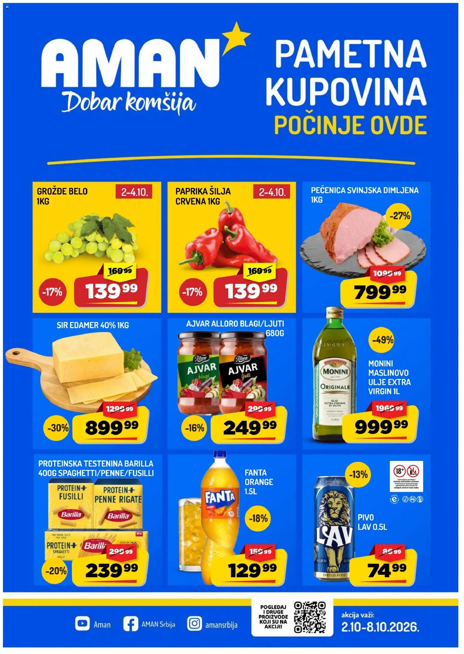 Aman katalog - važi od 02.10.2026 | Strana: 1 | Proizvode: Protein, Monini, Edamer, Ulje