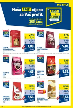 Metro Profi cijena - Pregled kataloga iz trgovine Metro, vrijedi od 01.06.2026 | Stranica: 13 | Proizvodi: Mljevena kava, Kava, Arabesca, Barcaffe