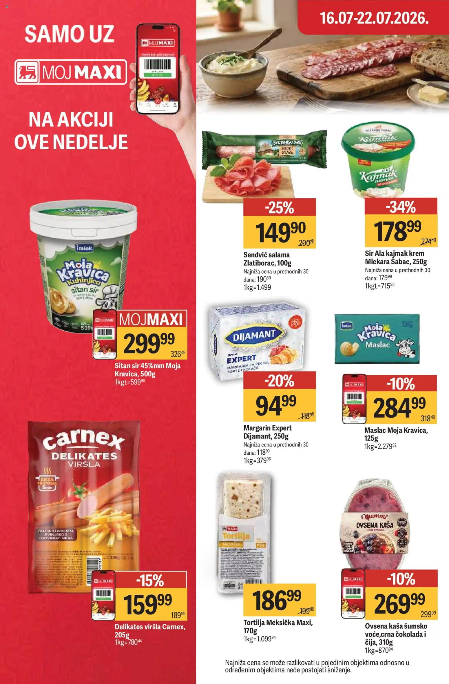 Maxi katalog - važi od 16.07.2026 | Strana: 16 | Proizvode: Ovsena kaša, Sir, Salama, Kajmak