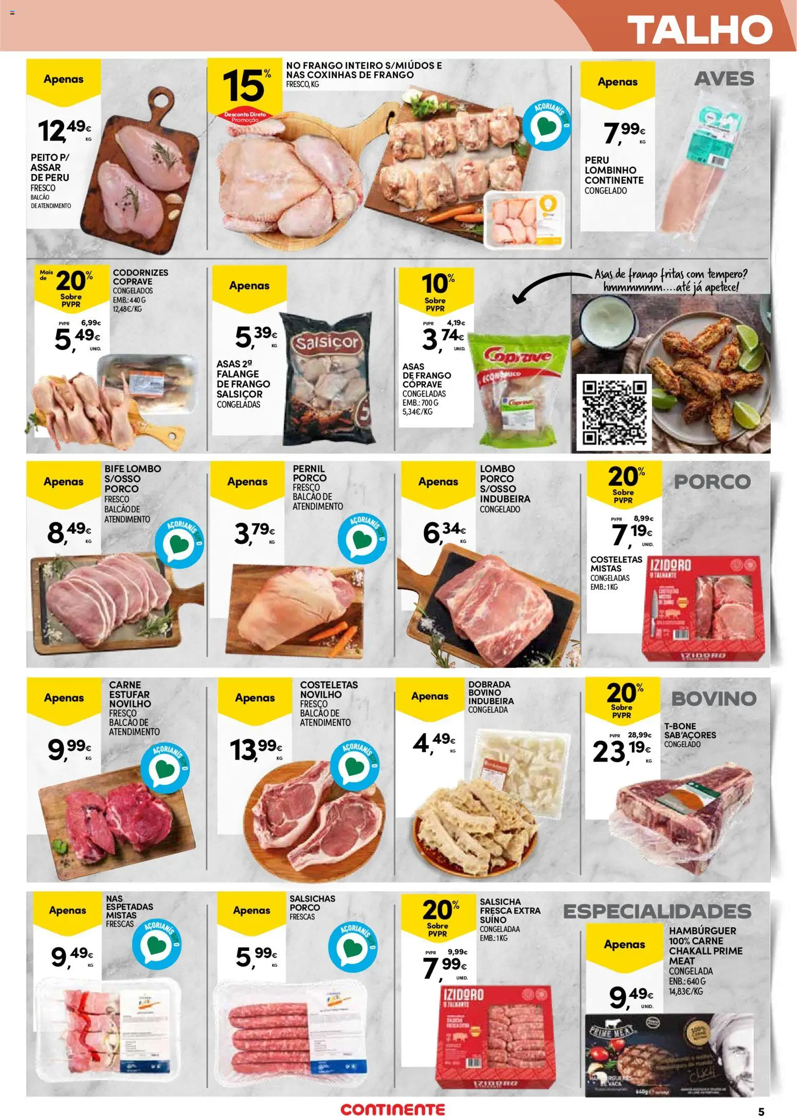 Continente Açores  │ válido de 14.05.2026 | Página: 5 | Produtos: Asas de frango, Frango, Pernil, Salsicha