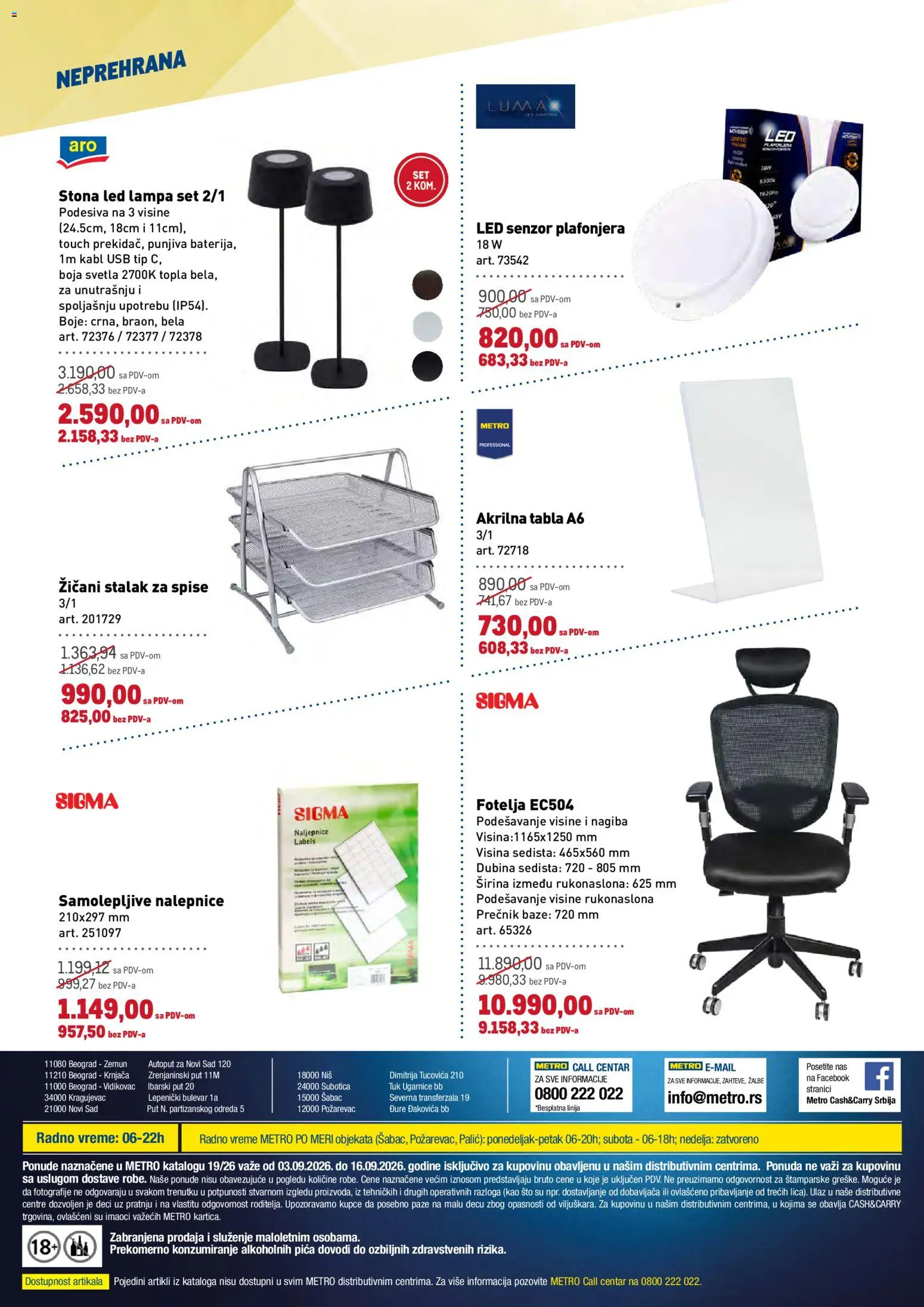 Metro katalog - važi od 03.09.2026 | Strana: 14 | Proizvode: Led, Sto, Lampa, USB