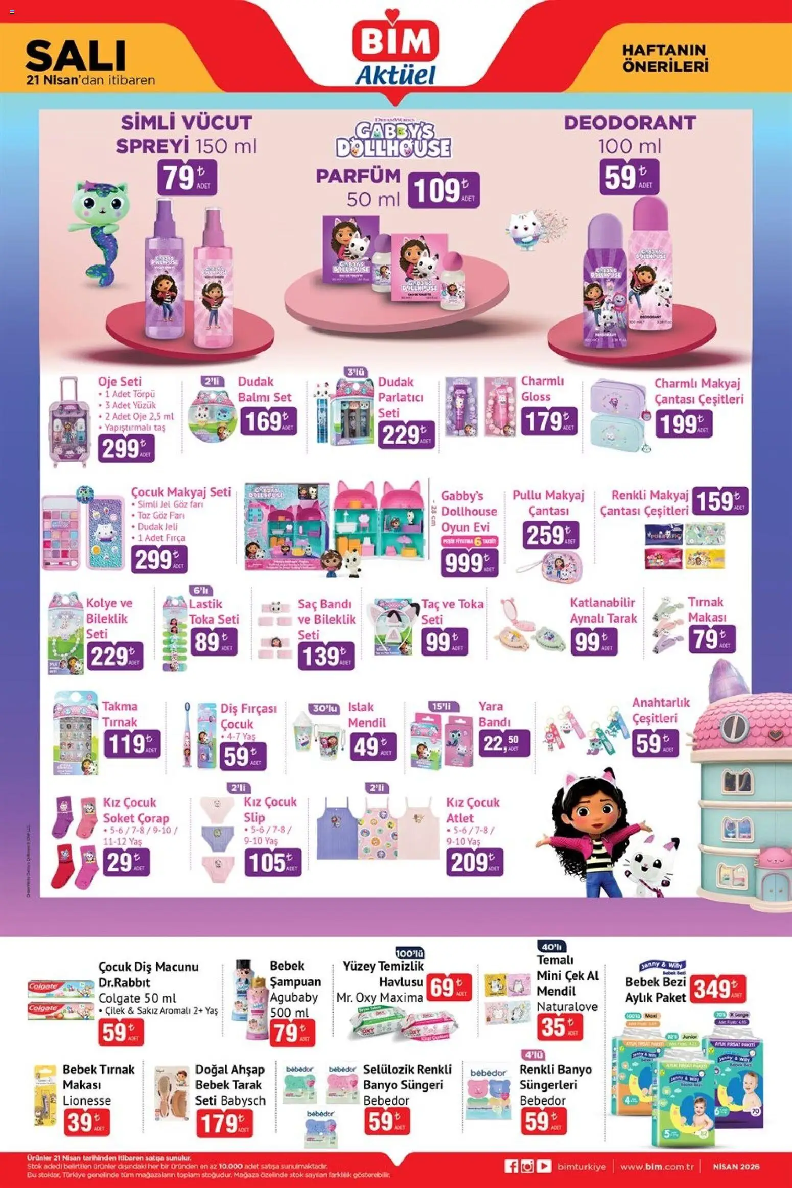 BİM Katalog - 21.04.2026 tarihinden itibaren geçerlidir | Sayfa: 1 | Ürünler: Lastik, Oje, Parlatıcı, Atlet