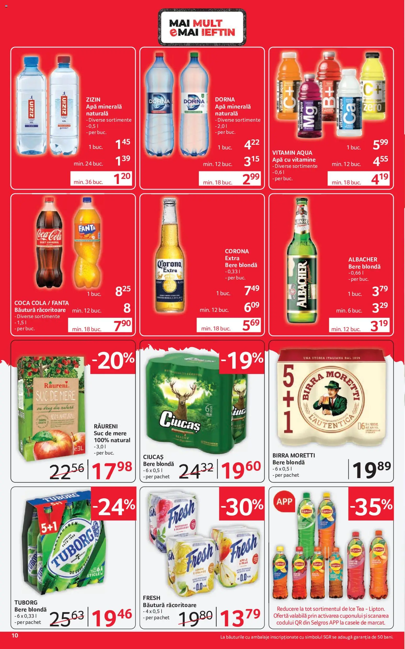 Noul catalog Selgros – valabil de la 10.07.2026 | Pagină: 10 | Produse: Yazı tahtası kalemi, Klozet koku giderici, Bere, Apă