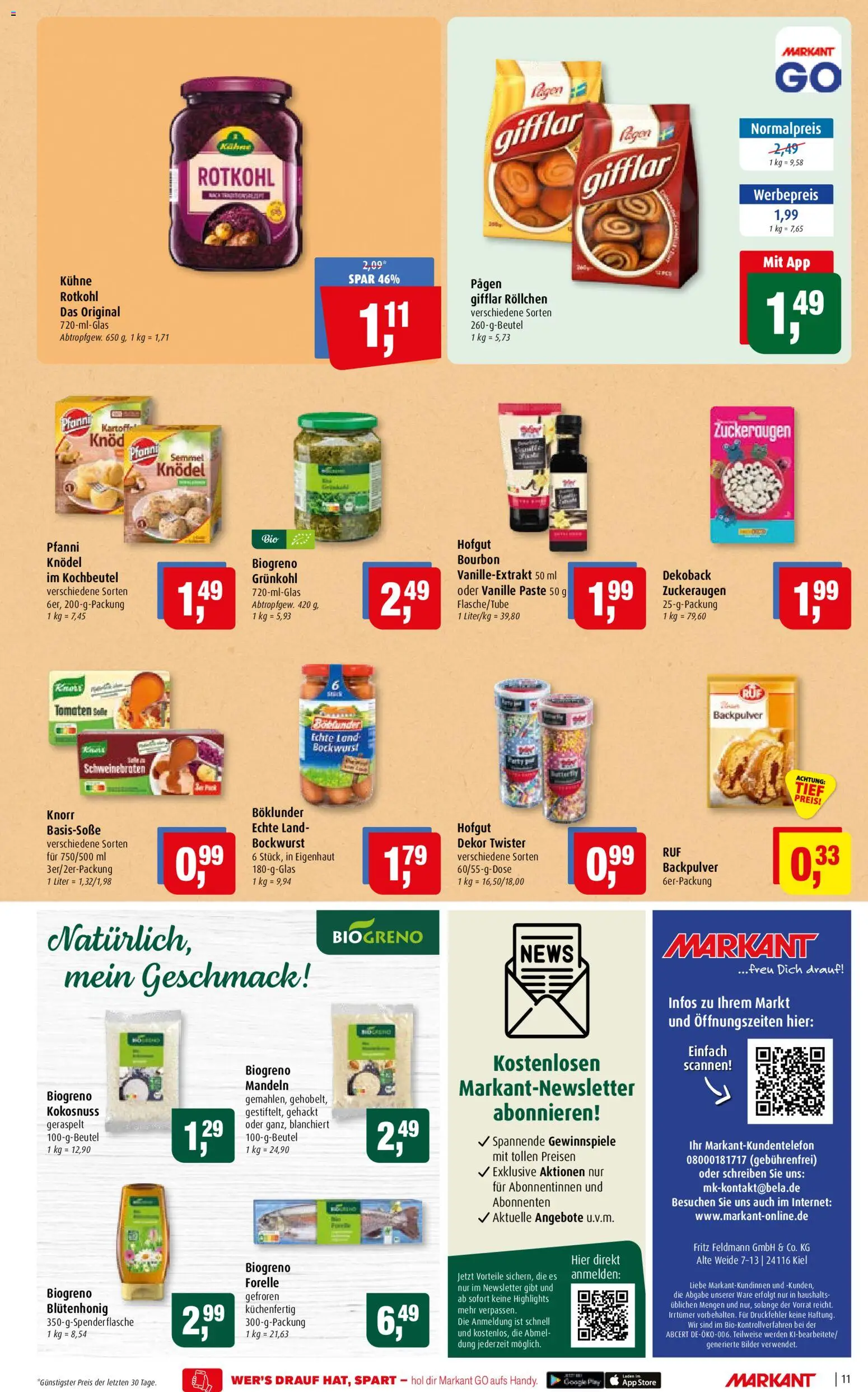 Markant Prospekt – gültig ab 26.10.2026 | Seite: 11 | Produkte: Bockwurst, Mandeln, Vanille, Bilder