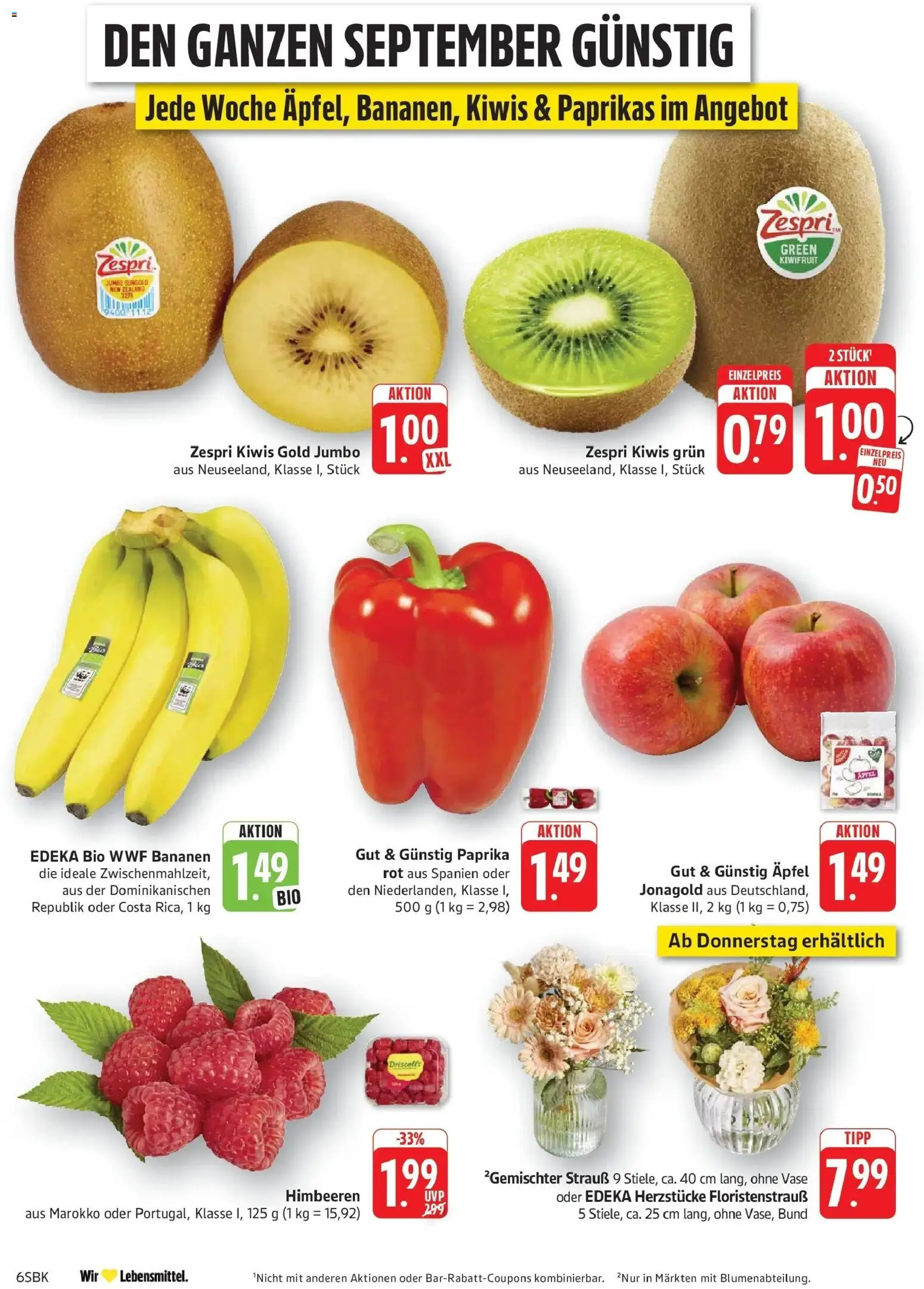 Edeka Prospekt Walldorf (ab 14.09.2026) » Angebote Online | Seite: 6 | Produkte: Himbeeren, Vase, Bananen, Paprika