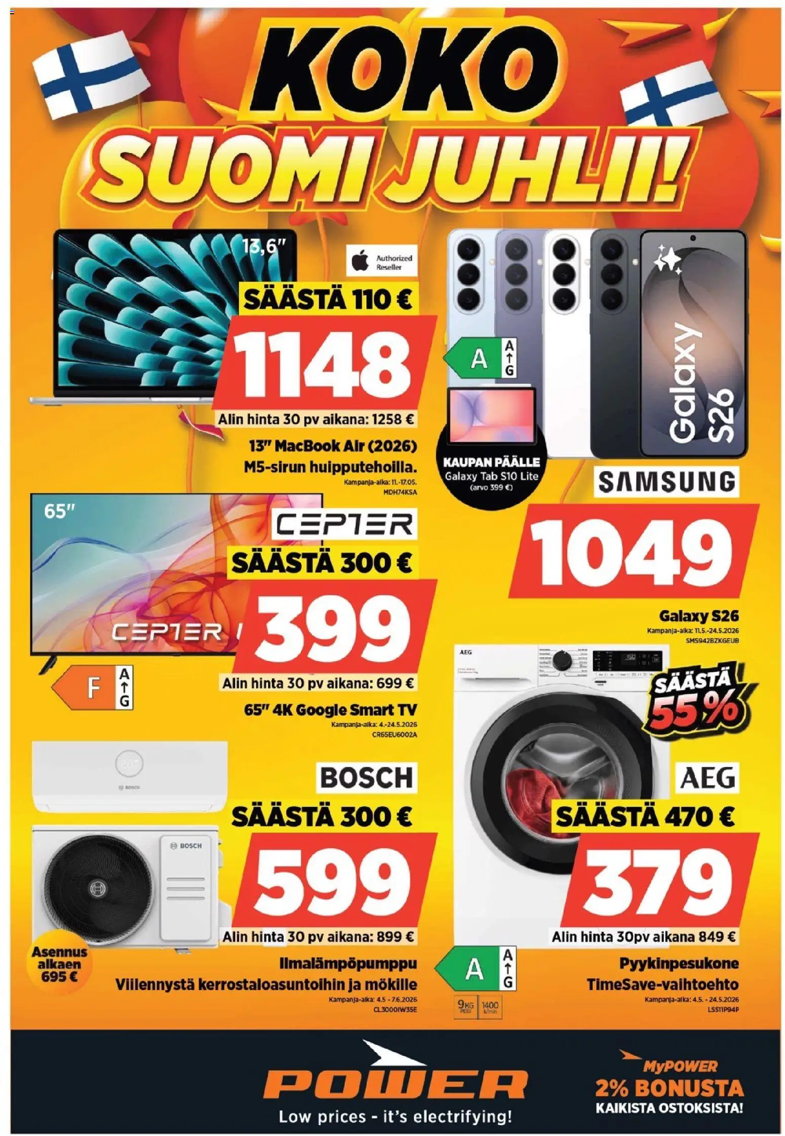 Power tarjoukset – voimassa 11.05.2026 alkaen | Sivu: 1 | Tuotteet: TV