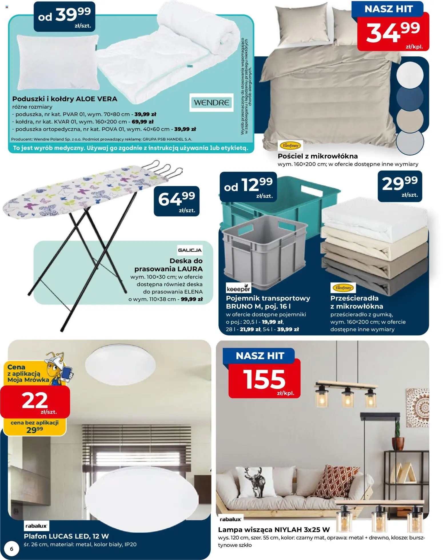 Mrówka gazetka - Elbląg od 06.08.2026 | Strona: 6 | Produkty: Pościel, Poduszka, Lampa, Deska do prasowania