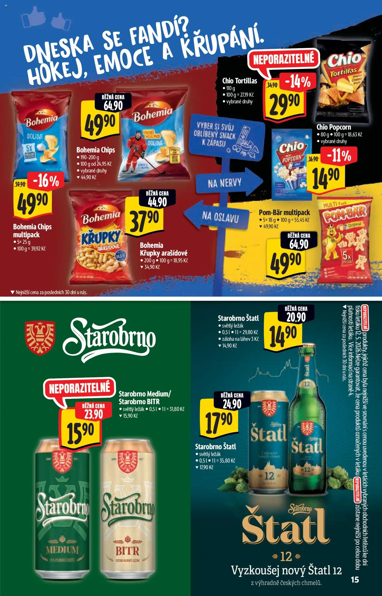 Albert katalog - Hypermarket od 20.05.2026 | Strana: 15 | Produkty: Starobrno Medium, Popcorn, Křupky, Láhev